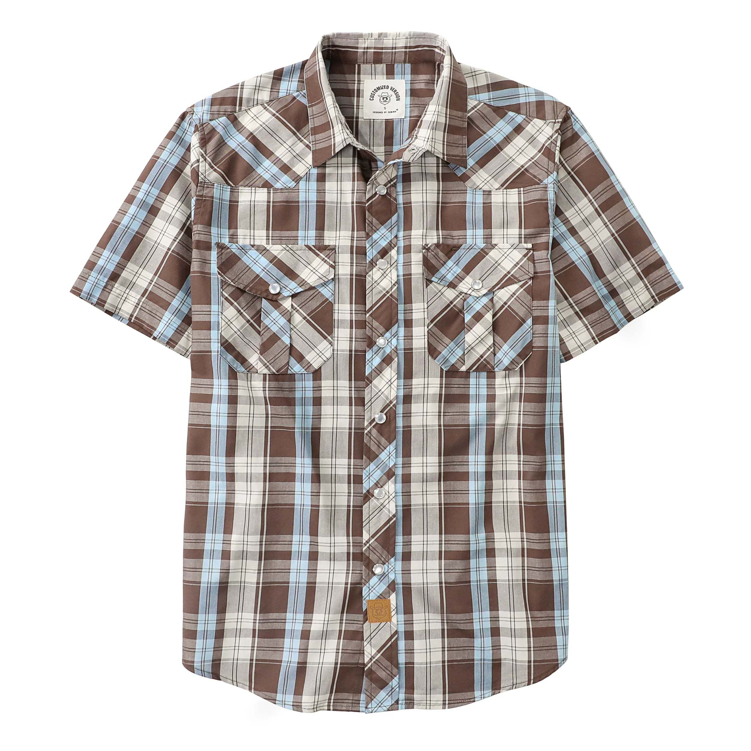 Dubinik? Western Shirts for Men Short Sleeve Plaid Pearl Snap Shirts for Men Button Up Shirt Cowboy Casual Work Shirt#41001