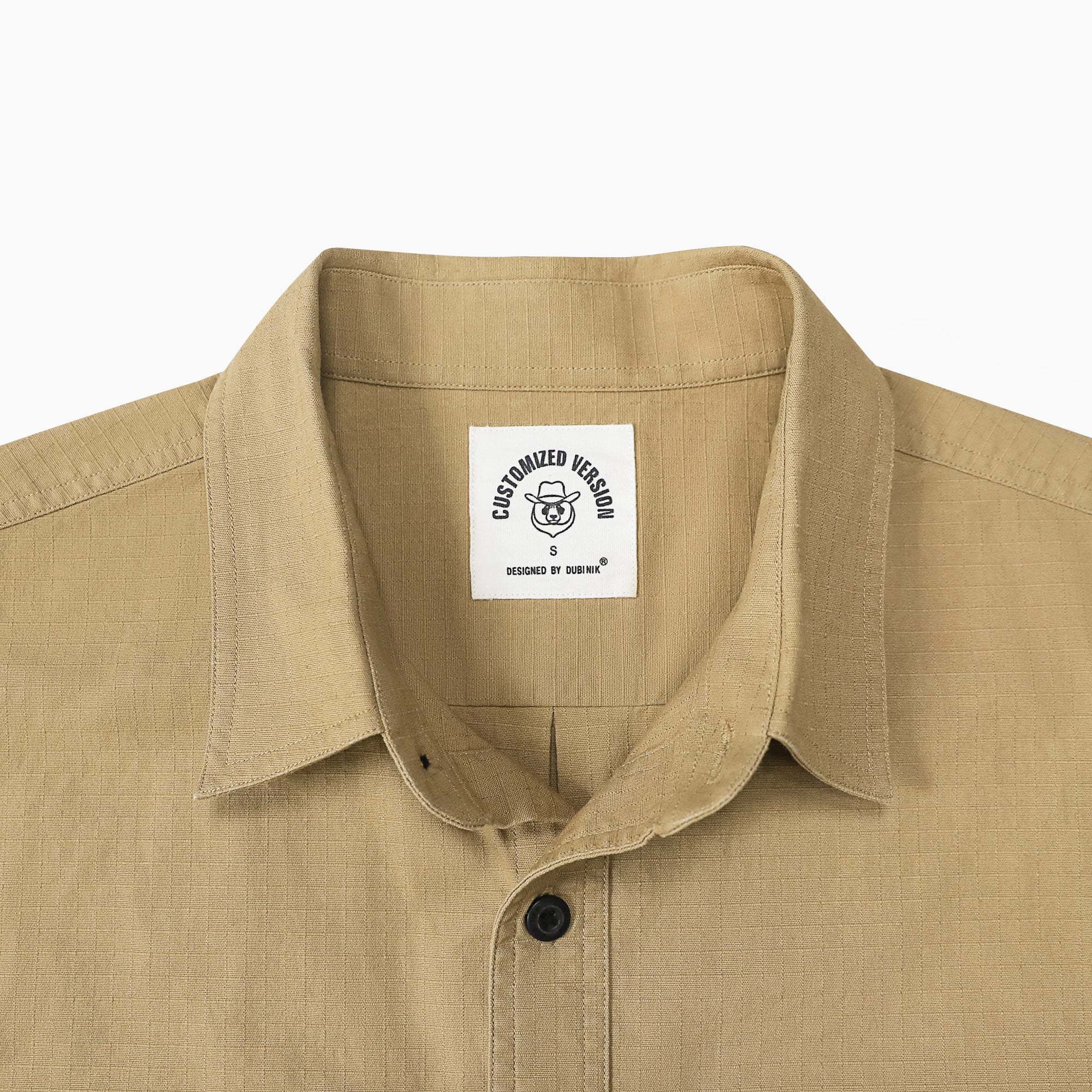 Dubinik? 6.5oz Mens Button Up Shirts Long Sleeve Casual Khaki Solid Shirts for Men Two Pocket Regular Fit Comfortable with Stretch Shirt#0056002