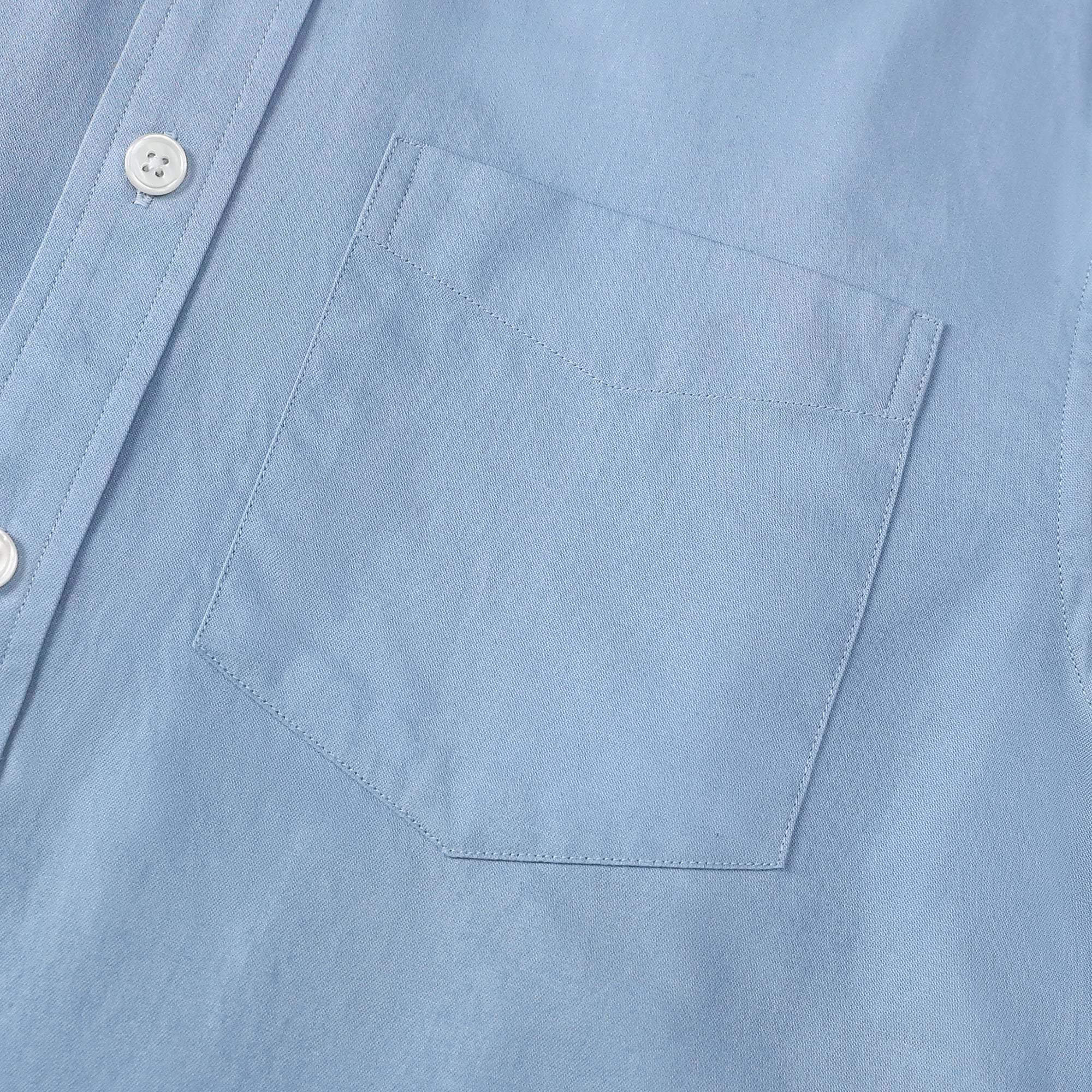 Dubinik? Light Blue Solid Mens Short Sleeve Button Down Shirts Summer Vintage Short Sleeve Button Down Men Lightweight Men's Casual Shirts#51035