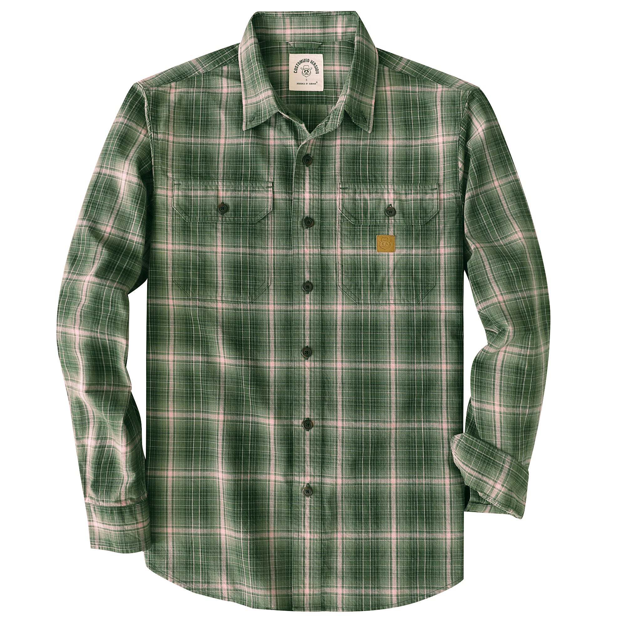 Dubinik? 4.6oz Mens Lightweight Pure Cotton Long Sleeve Button Down Plaid Shirt#10187