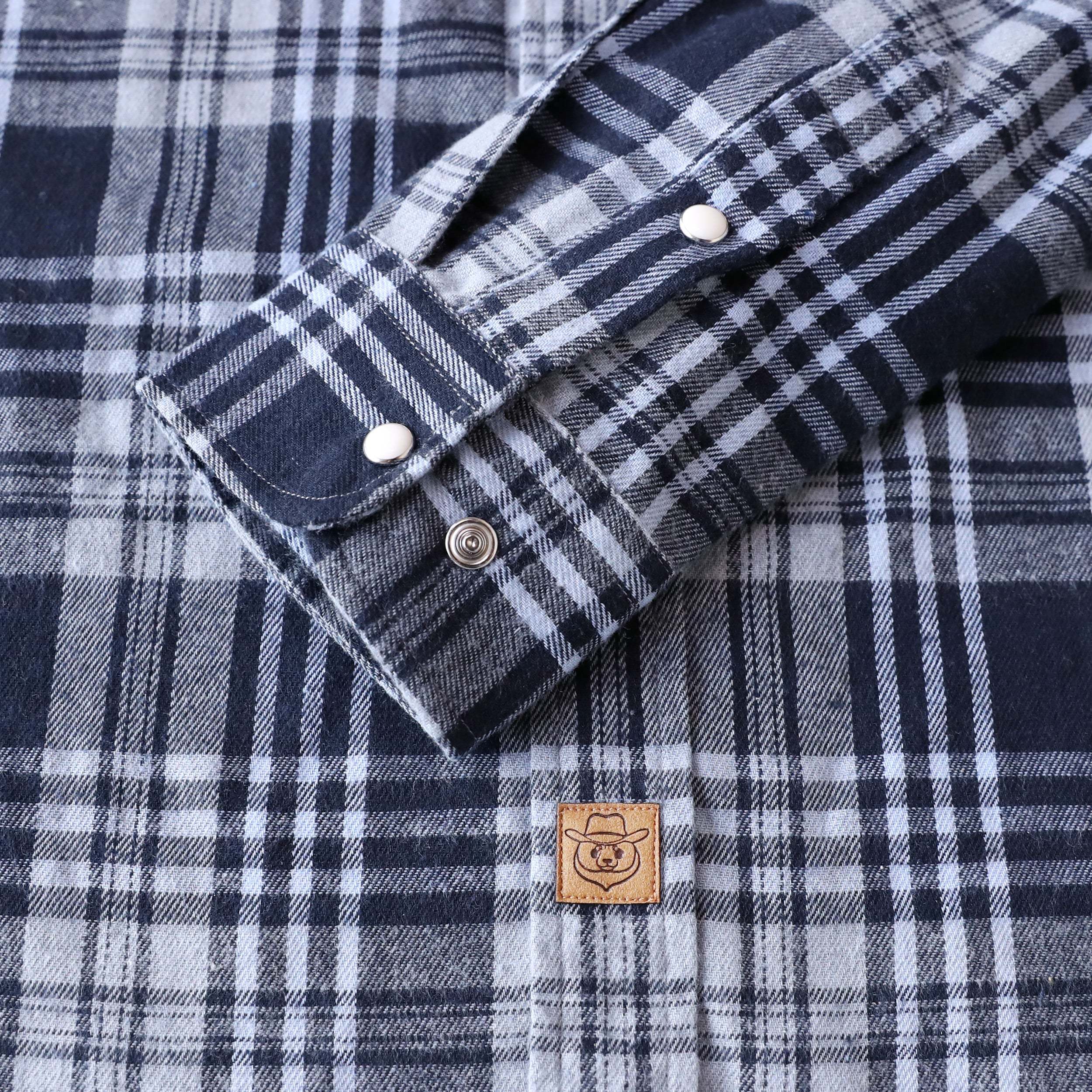 6oz Mens Flannel Long Sleeve Pearl Snap Buttons Western Cowboy Vintage Casual Shirts #2817