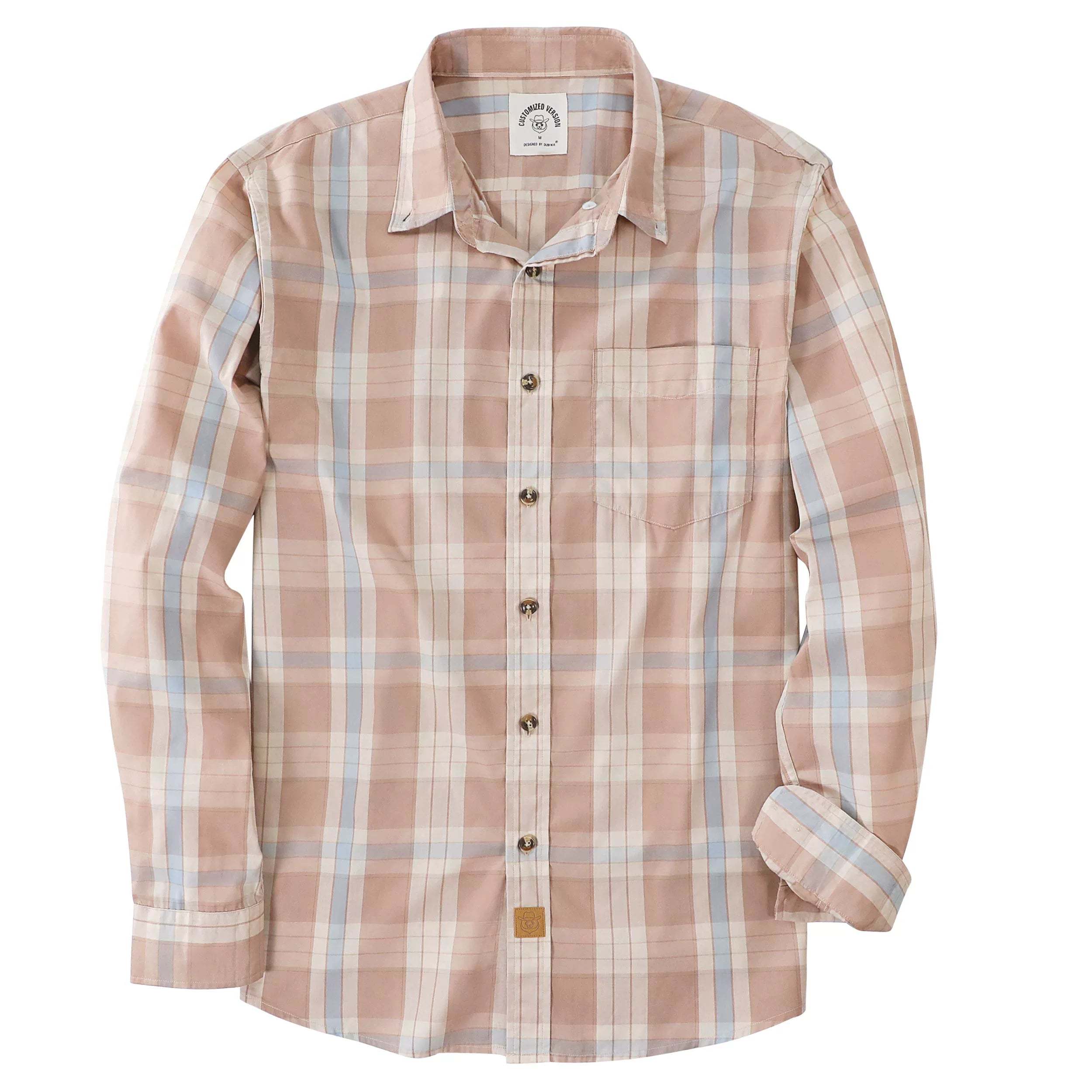 Dubinik? 3.2oz Mens Long Sleeve Casual Button Down Vintage Plaid Shirts#52029