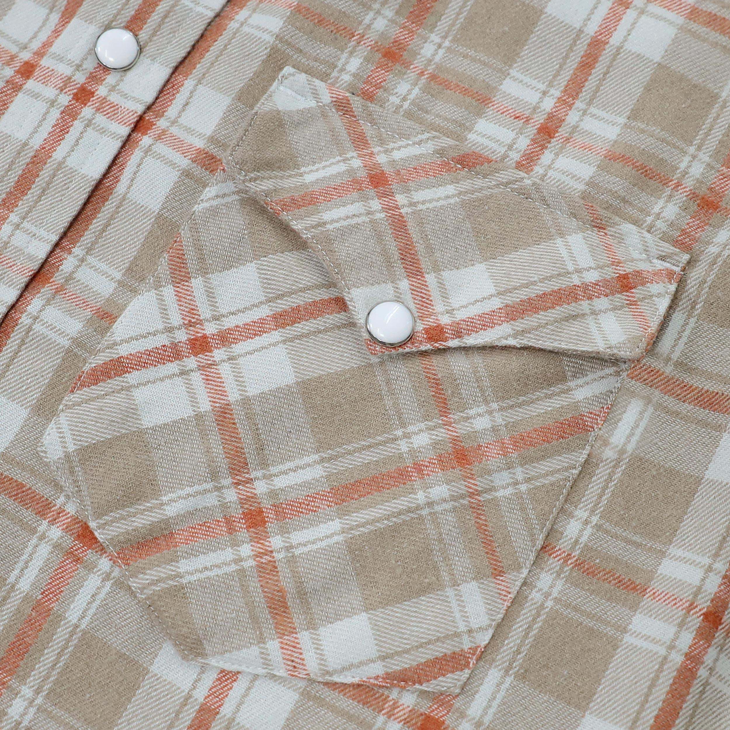 Dubinik? 6oz Flannel Shirt for Men Western Cowboy Pearl Snap Shirts for Men Long Sleeve Vintage Buttons Down Plaid Shirt#28406