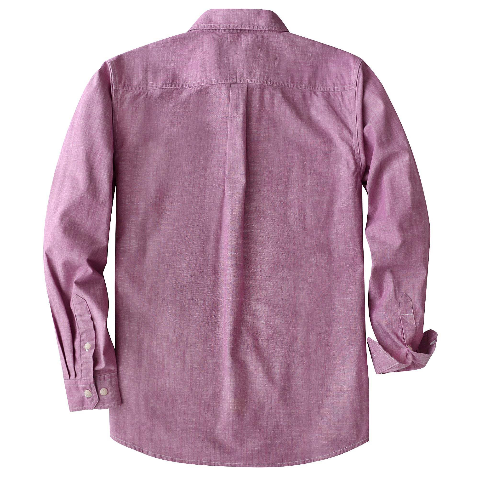 Dubinik? 5.5oz Dark Pink Chambray Long Sleeve Button-Front Closure Pocket Cotton Workshirt#58012