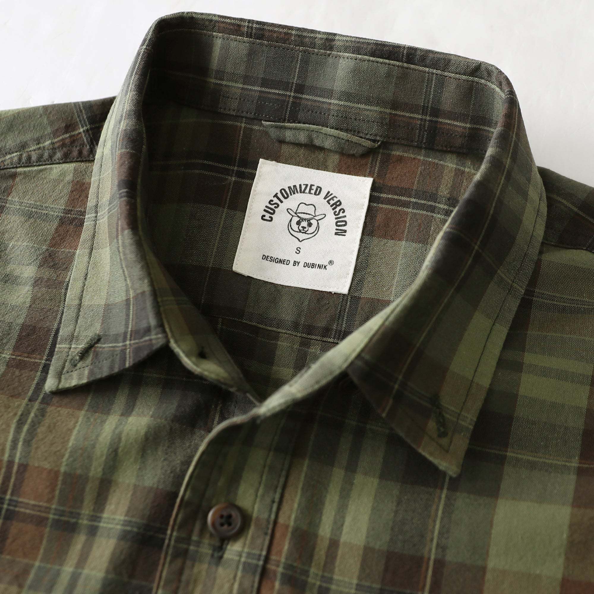 Dubinik? Men’s Short Sleeve Button-Down Shirt, Double Pockets, Casual Workwear Plaid#10173