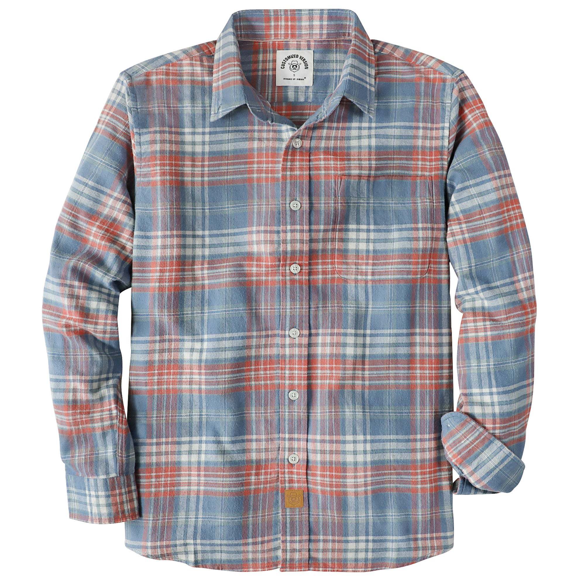 Dubinik? 6oz Mens Flannel Shirts Long Sleeve Button Down Casual Work Plaid Shirt Men All Cotton Soft with Pocket Regular Fit03-51