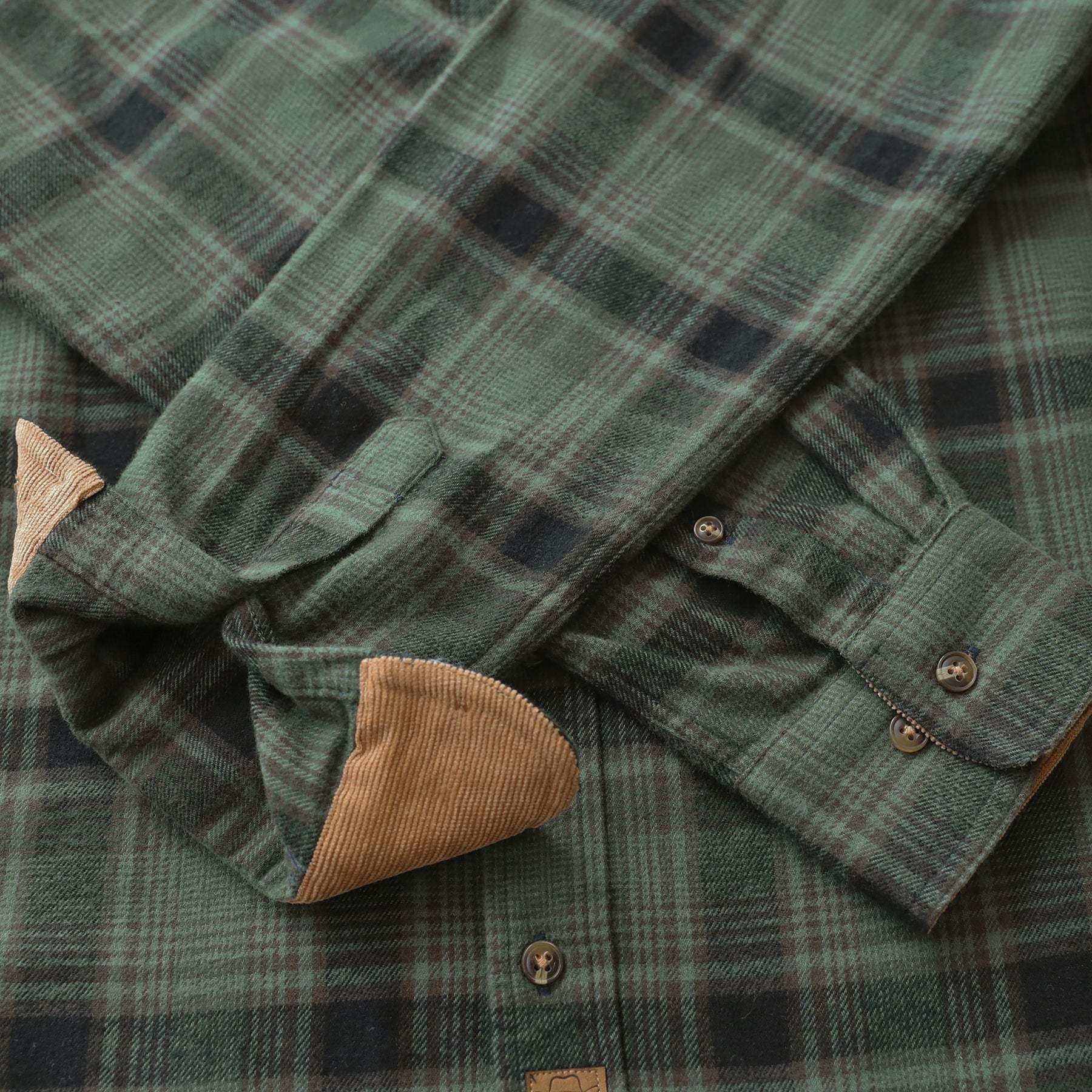 6oz Mens Midweight Green Flannel Shirts Long Sleeve Casual Button Down Brushed 100% Cotton Shirt#1014