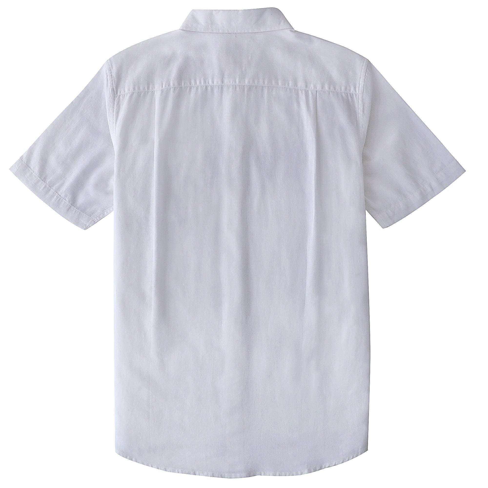 Dubinik? Pure White Mens Short Sleeve Button Down Shirts 100% Cotton Plaid Men's Casual Button-Down Shirts with Pocket#0108