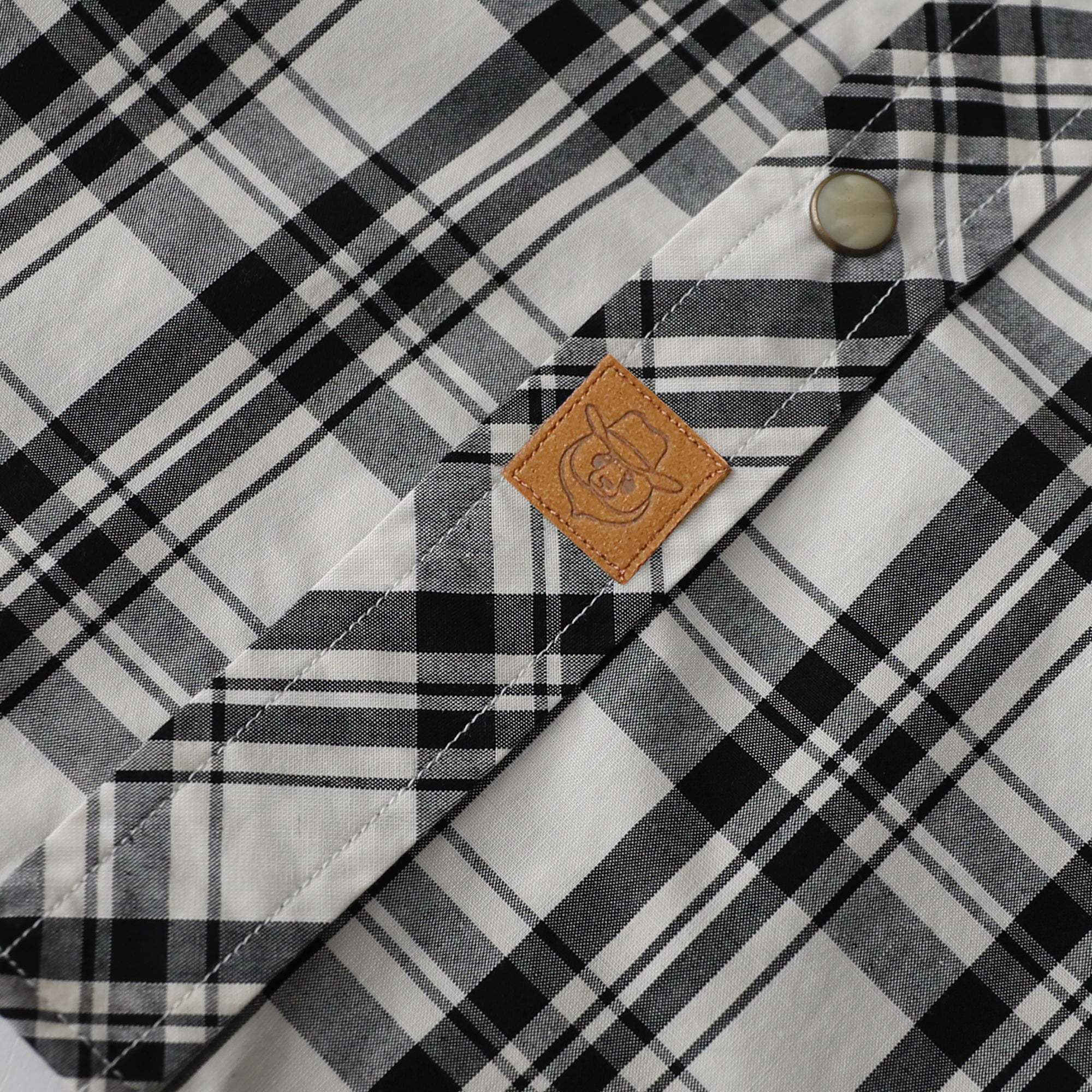 Dubinik? Men's Pearl Snap Sawtooth Pocket Western Plaid Shirt Short Sleeve#47009