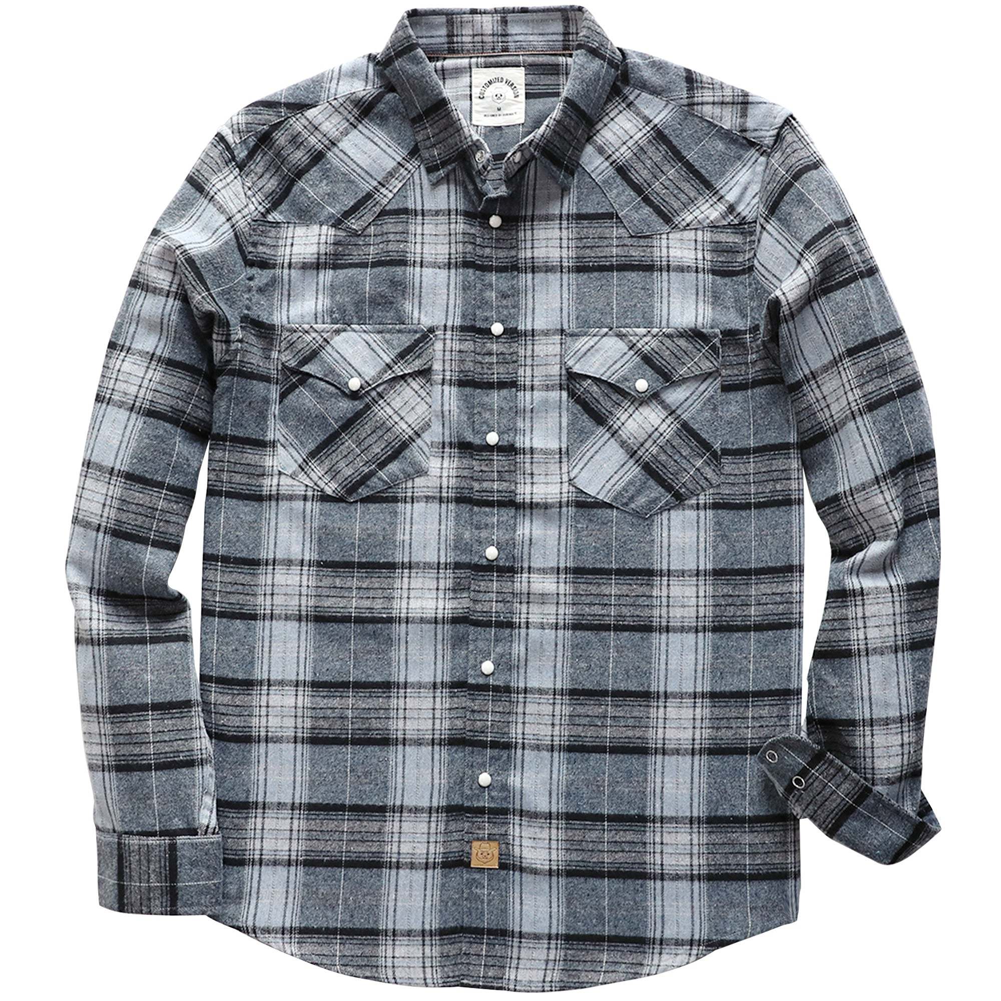 6oz Mens Flannel Long Sleeve Pearl Snap Buttons Western Cowboy Vintage Casual Shirts #2813