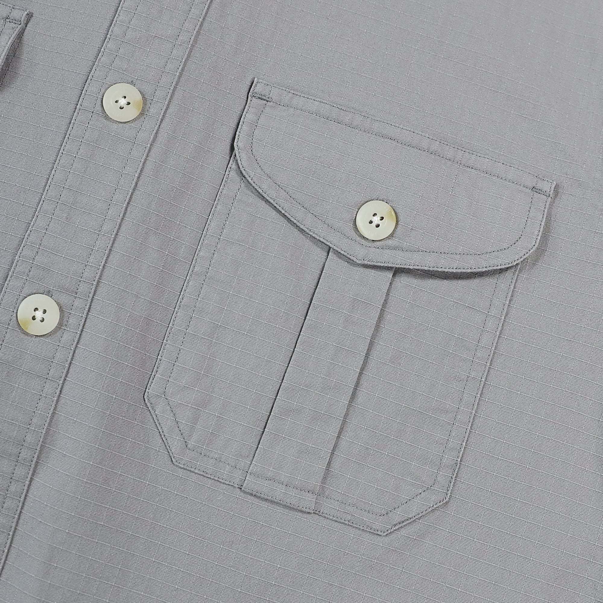 Dubinik? 6.5oz Mens Button Up Shirts Long Sleeve Casual Dark Gray Solid Shirts for Men Two Pocket Regular Fit Comfortable with Stretch Shirt#0056005