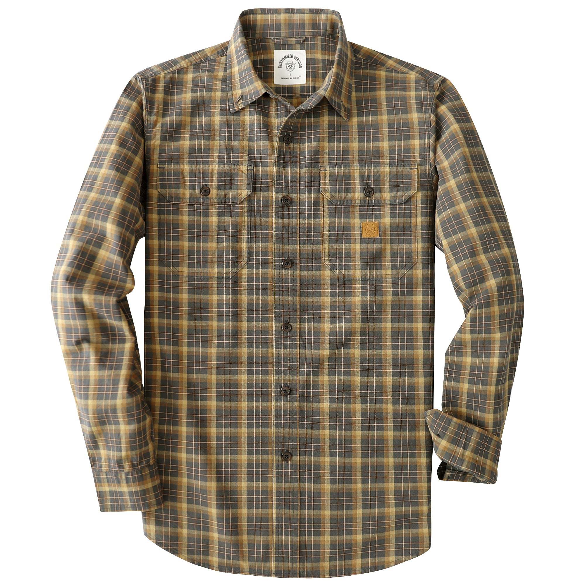Dubinik? 4.6oz Mens Lightweight Pure Cotton Long Sleeve Button Down Plaid Shirt#10186