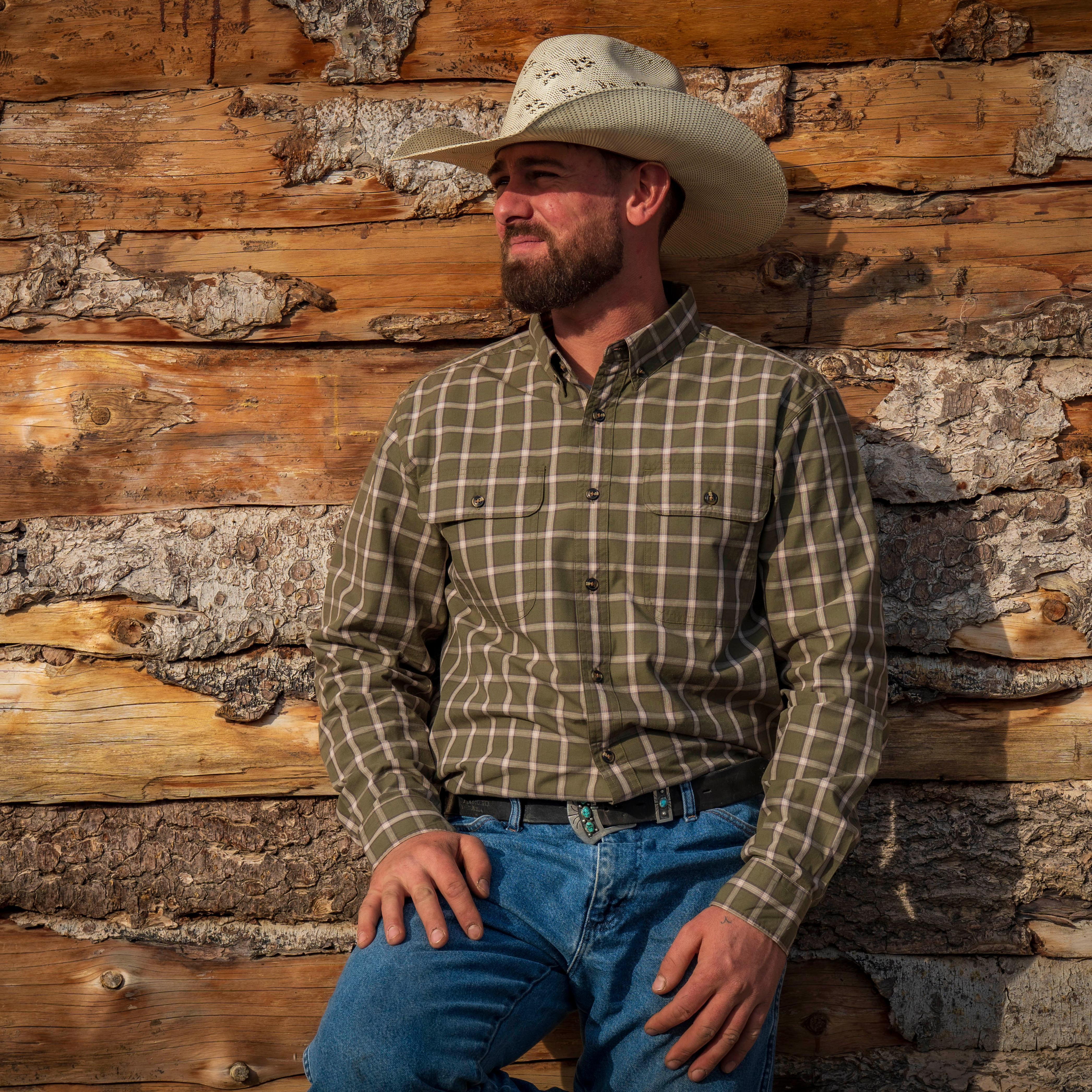 Dubinik? 4.1oz Mens Long Sleeve Button Down Green Shirts Casual Plaid Shirt with Practical Double Pockets Comfortable and Soft#0050026