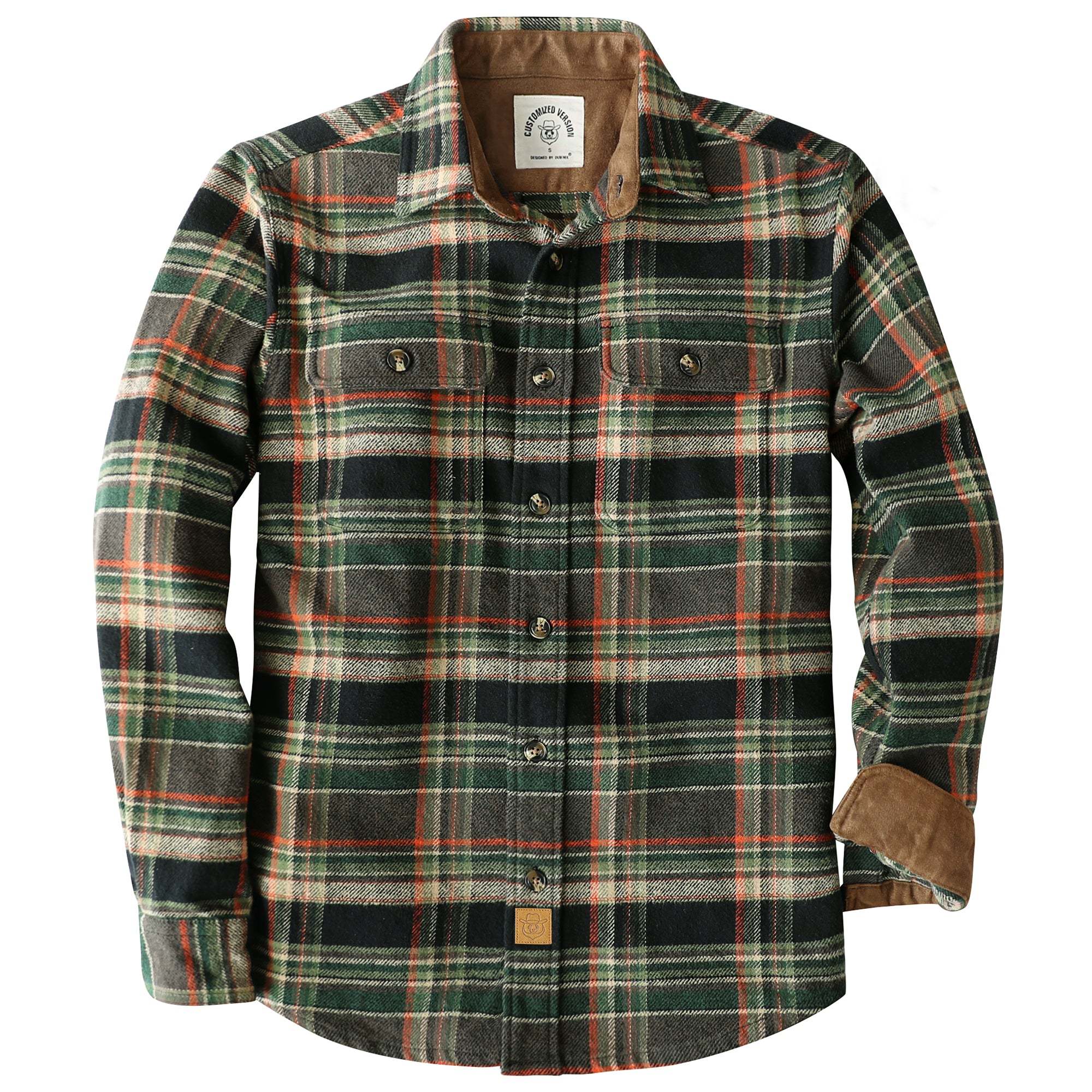 Dubinik? 10.8oz Ultra Heavyweight Mens Flannel Shirts Long Sleeve Casual Button Down Pocket Soft Warm Cotton Shirt#84009