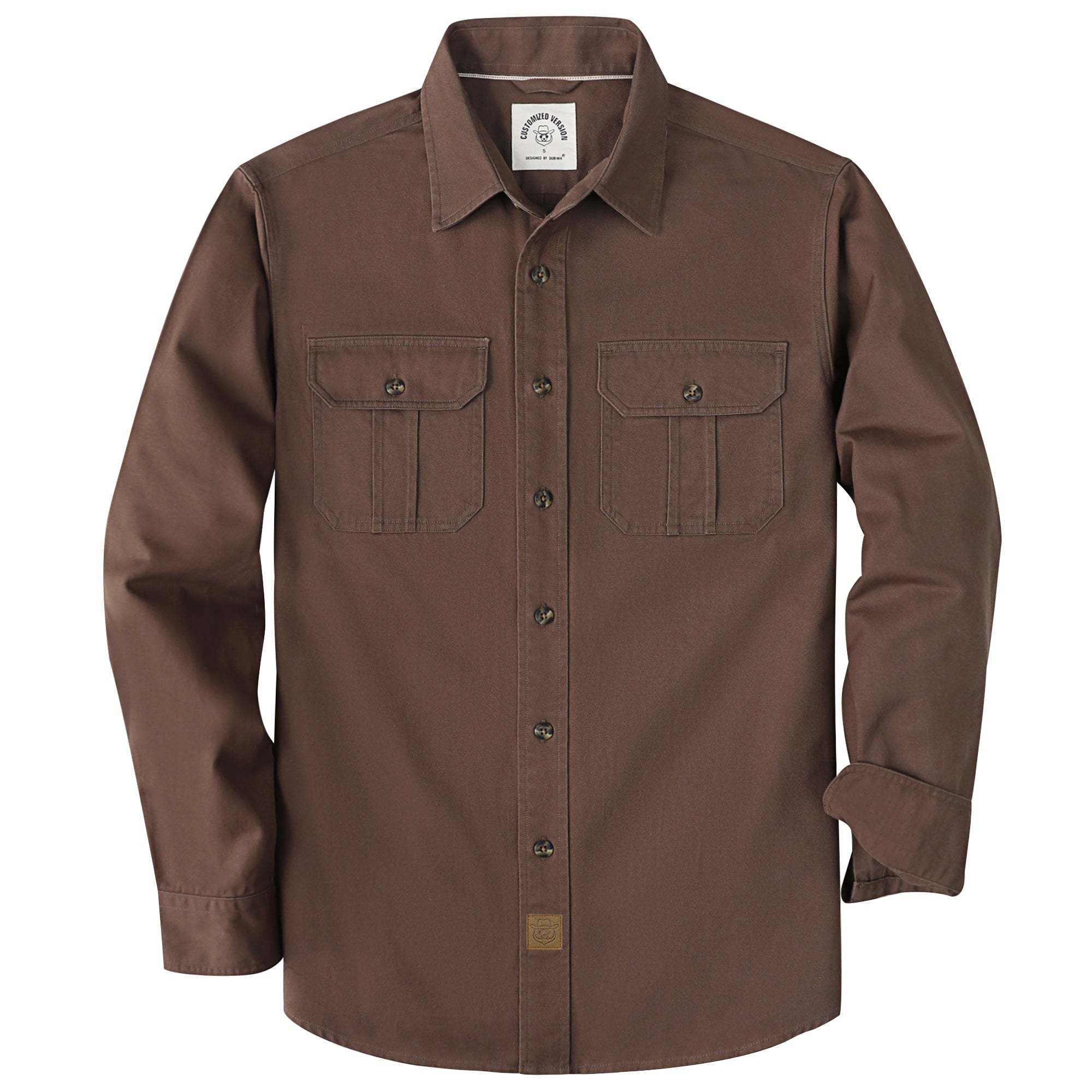 Dubinik? 7.2oz Men's Cotton Long Sleeve Button Down Shirt – Casual Two Pocket Work Shirt#10810
