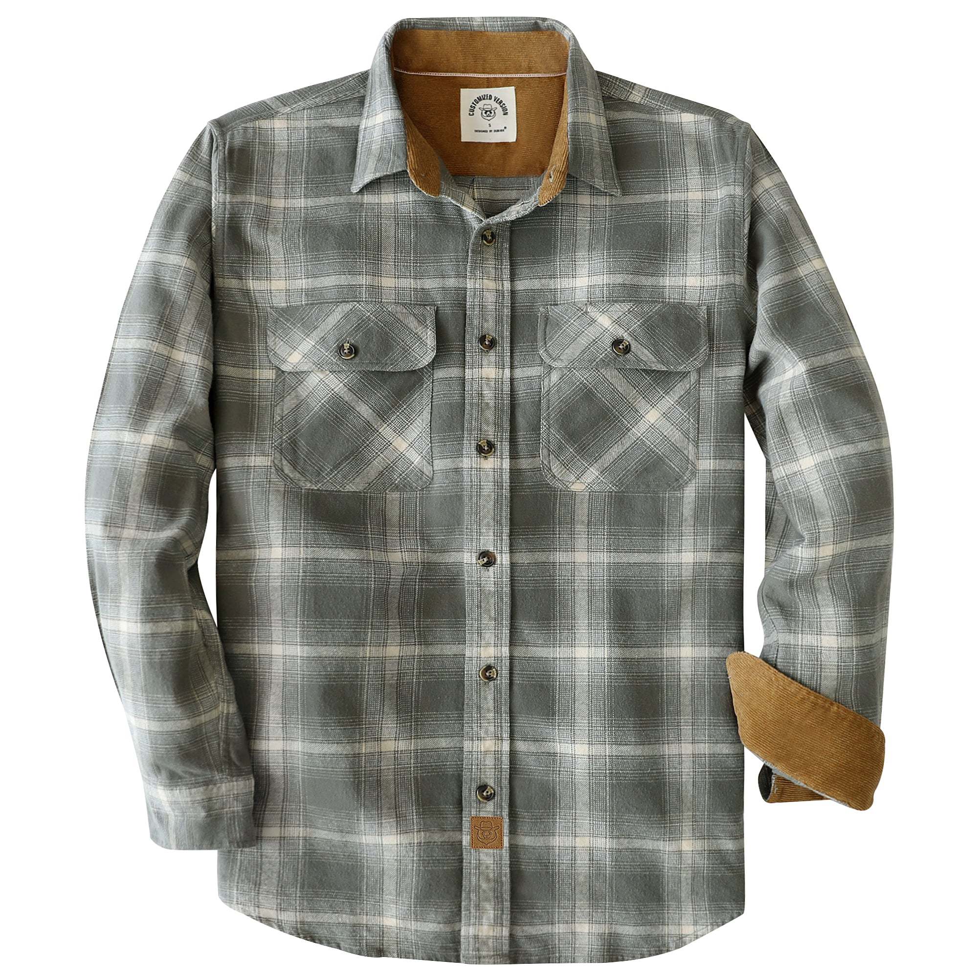 Dubinik? 6oz Mens Flannel Shirt Long Sleeve Button Down Plaid All Cotton Soft Brushed Flannel Shirt For Men Utility Casual Shirt #0030012