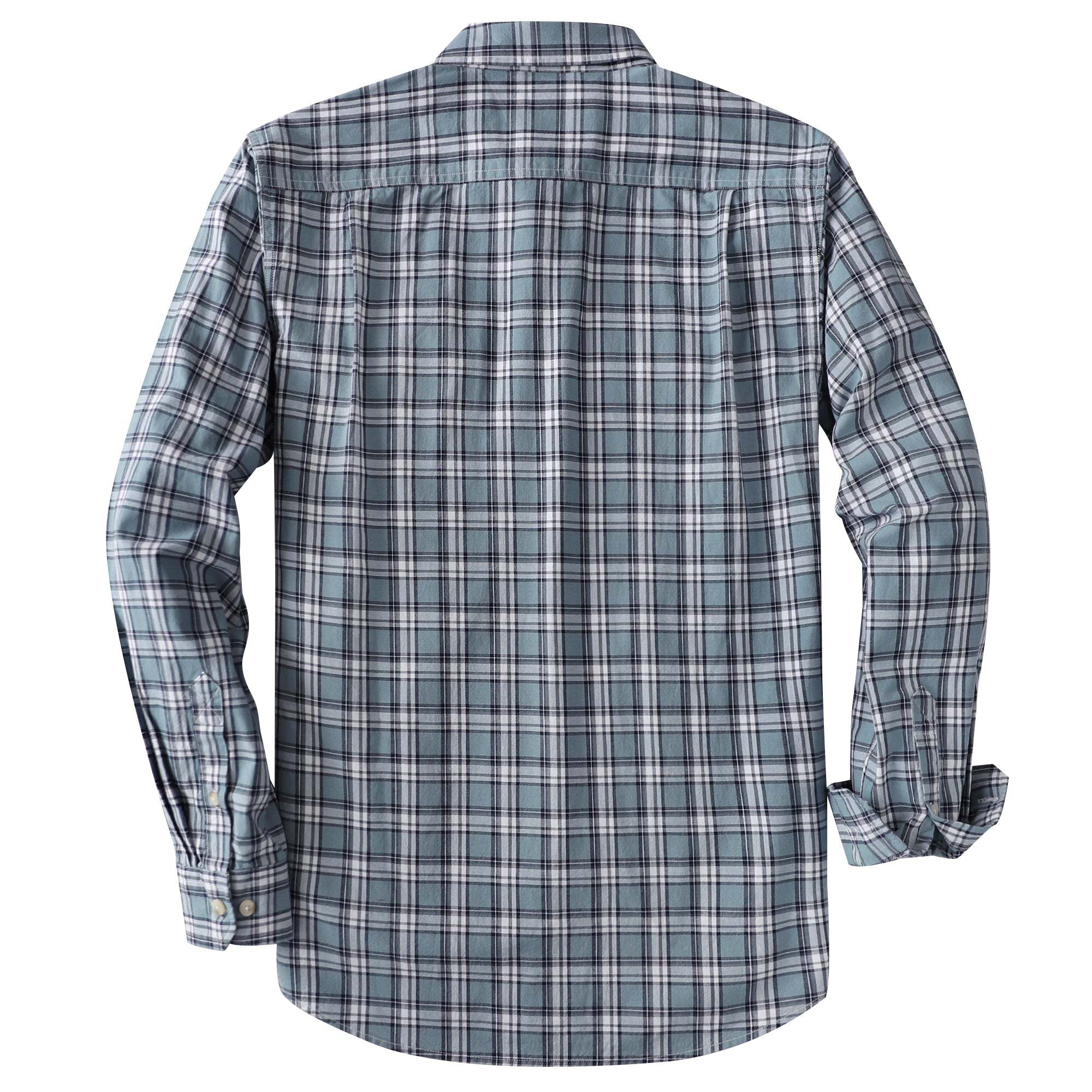 Dubinik? 4.6oz Mens Lightweight Pure Cotton Long Sleeve Button Down Plaid Shirt#101812