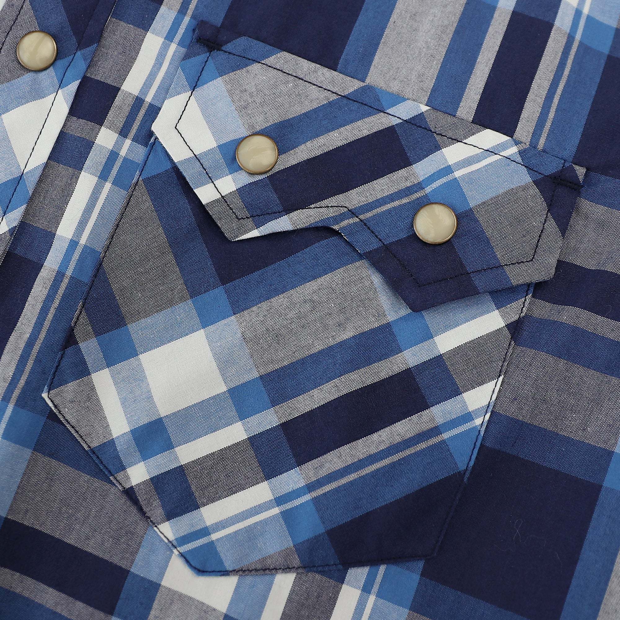 Dubinik? 4.1oz Pearl Snap Shirts For Men Long Sleeve Lightweight Casual Sawtooth Pocket Western Plaid Cowboy Cotton Vintage Work Shirt#48003