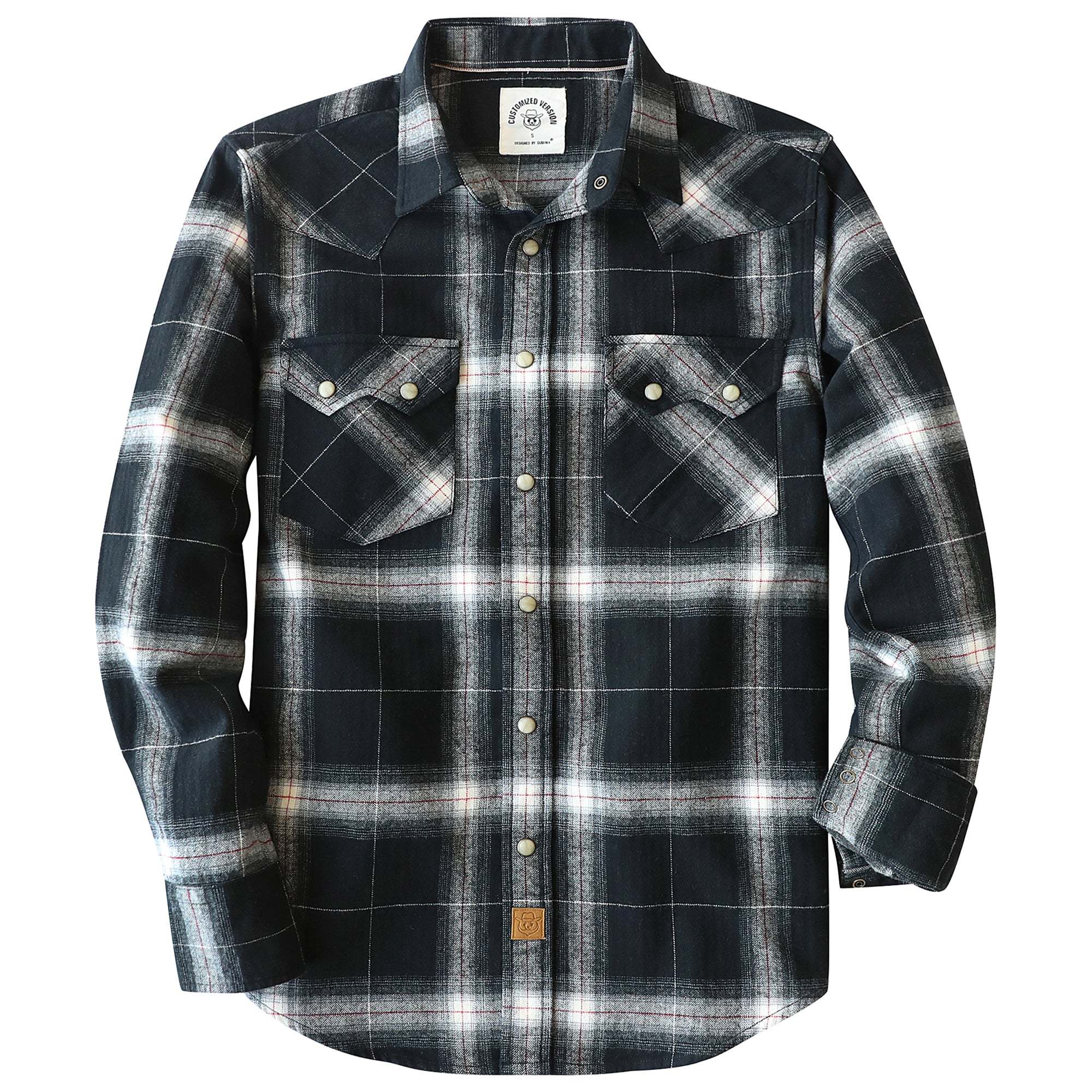 Dubinik? 6.3oz Flannel Shirt for Men Long Sleeve Casual Cozy Snap Button Sawtooth Pocket Western Plaid Shirts Soft Pure Cotton#37021