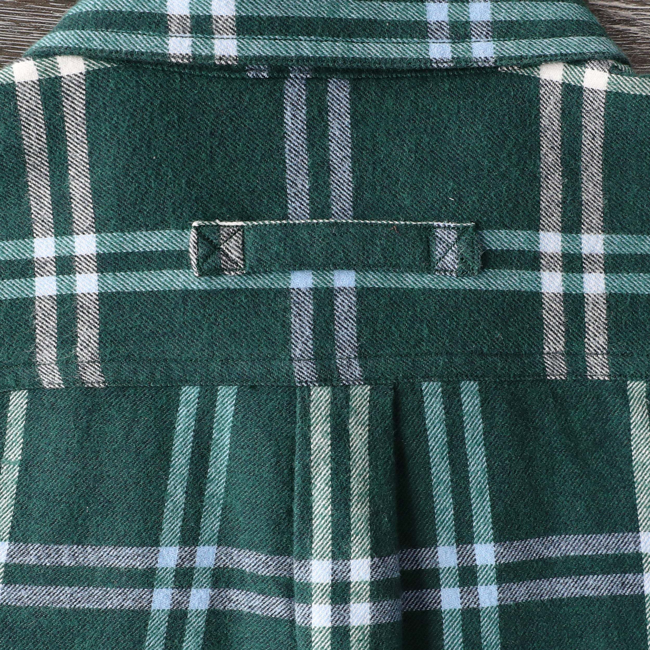 Dubinik? 6oz Mens Green Flannel Shirt Long Sleeve Button Down Plaid All Cotton Soft Brushed Flannel Shirt For Men Utility Casual Shirt #0030018