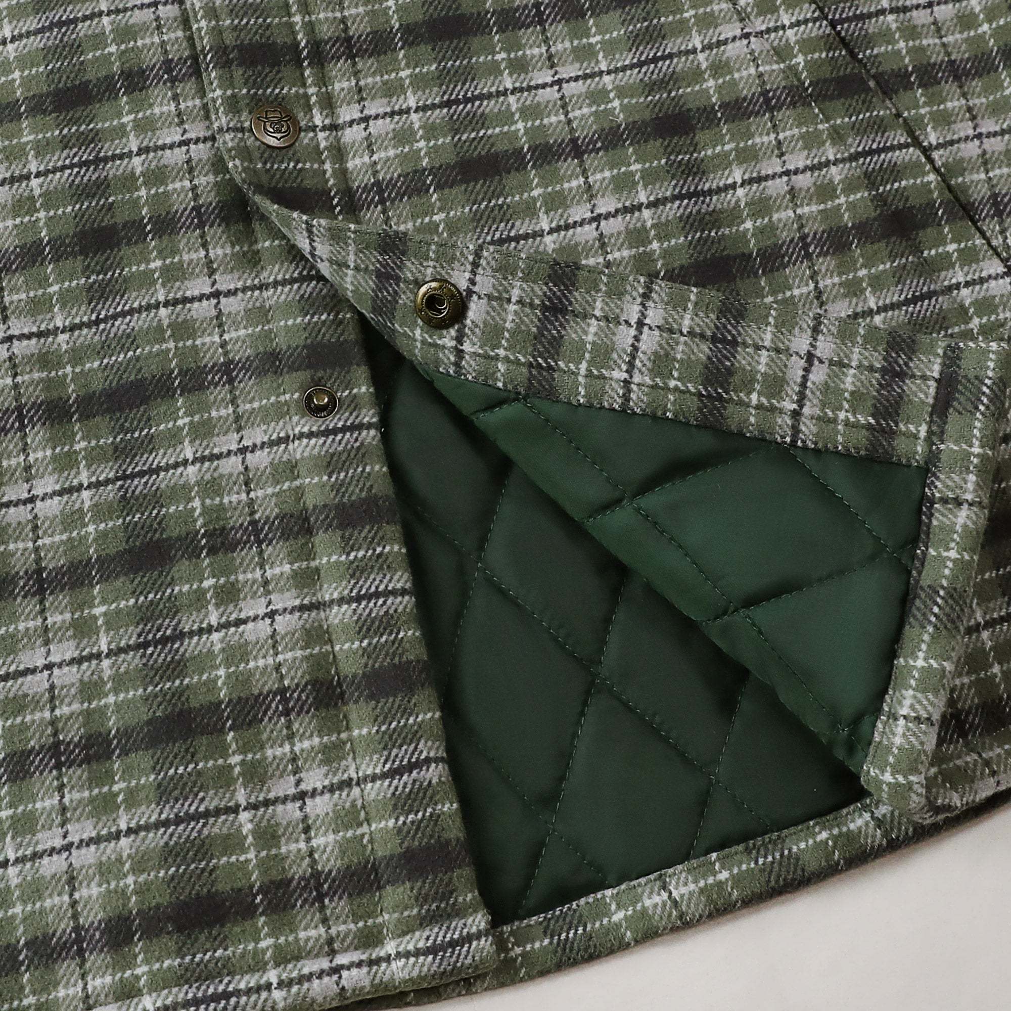 Dubinik? 10.8oz Men’s Overshirt Shacket – Cozy Warm-Lined Green Plaid Flannel, Lightweight Casual Button-Down Long Sleeve Jacket #0181008