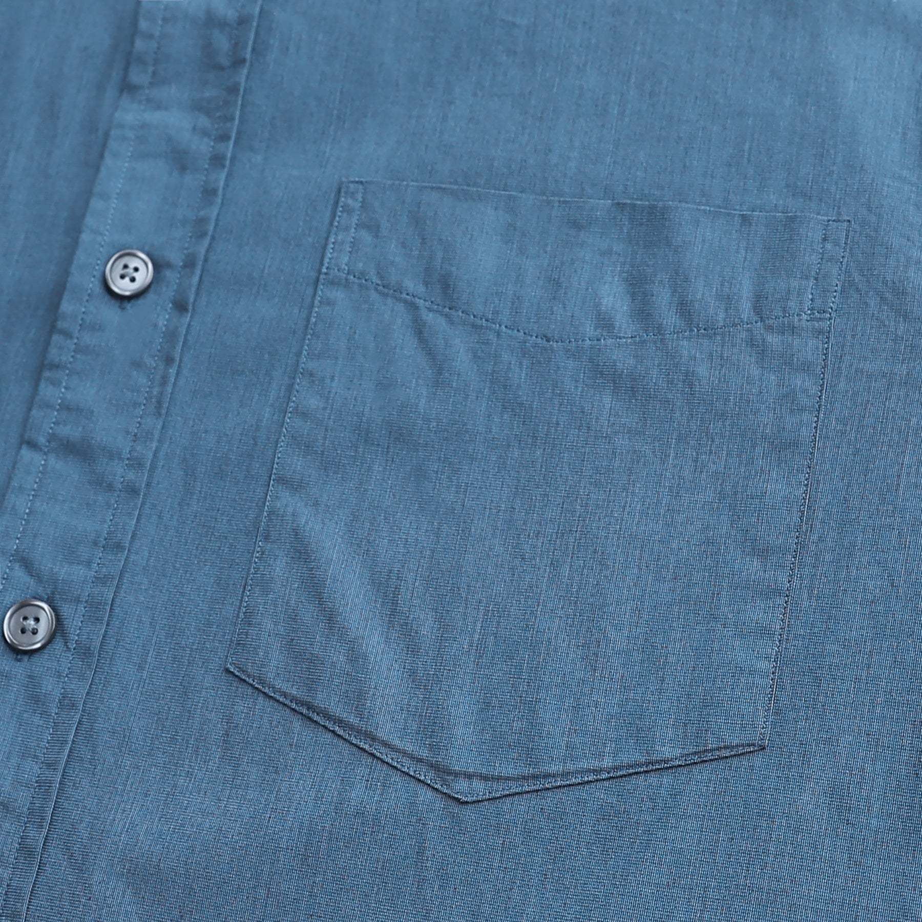 Men's casual short-sleeved cotton Navy blue Solid shirt #0022