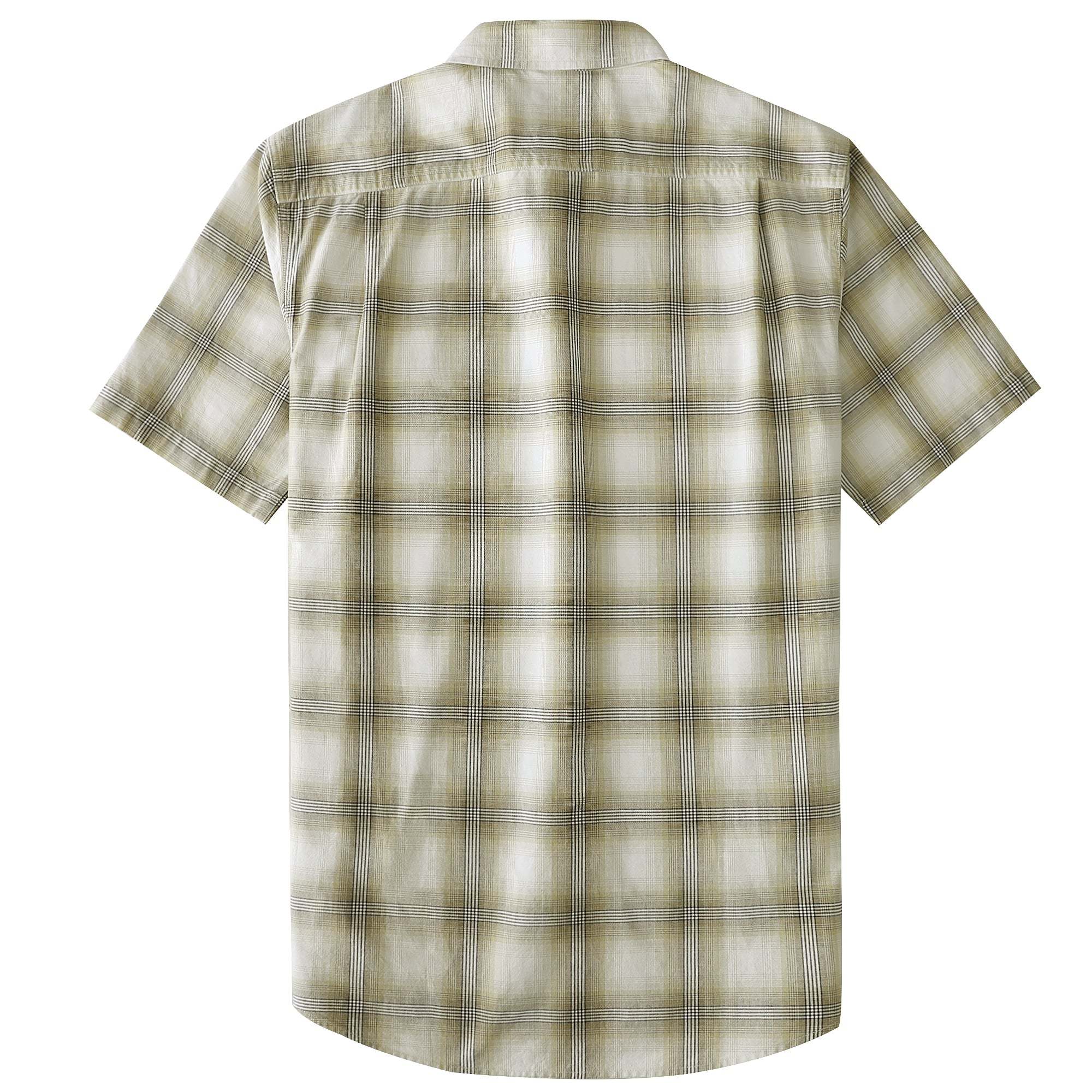 Dubinik? Men’s Short Sleeve Button-Down Shirt, Double Pockets, Casual Workwear Plaid#10175