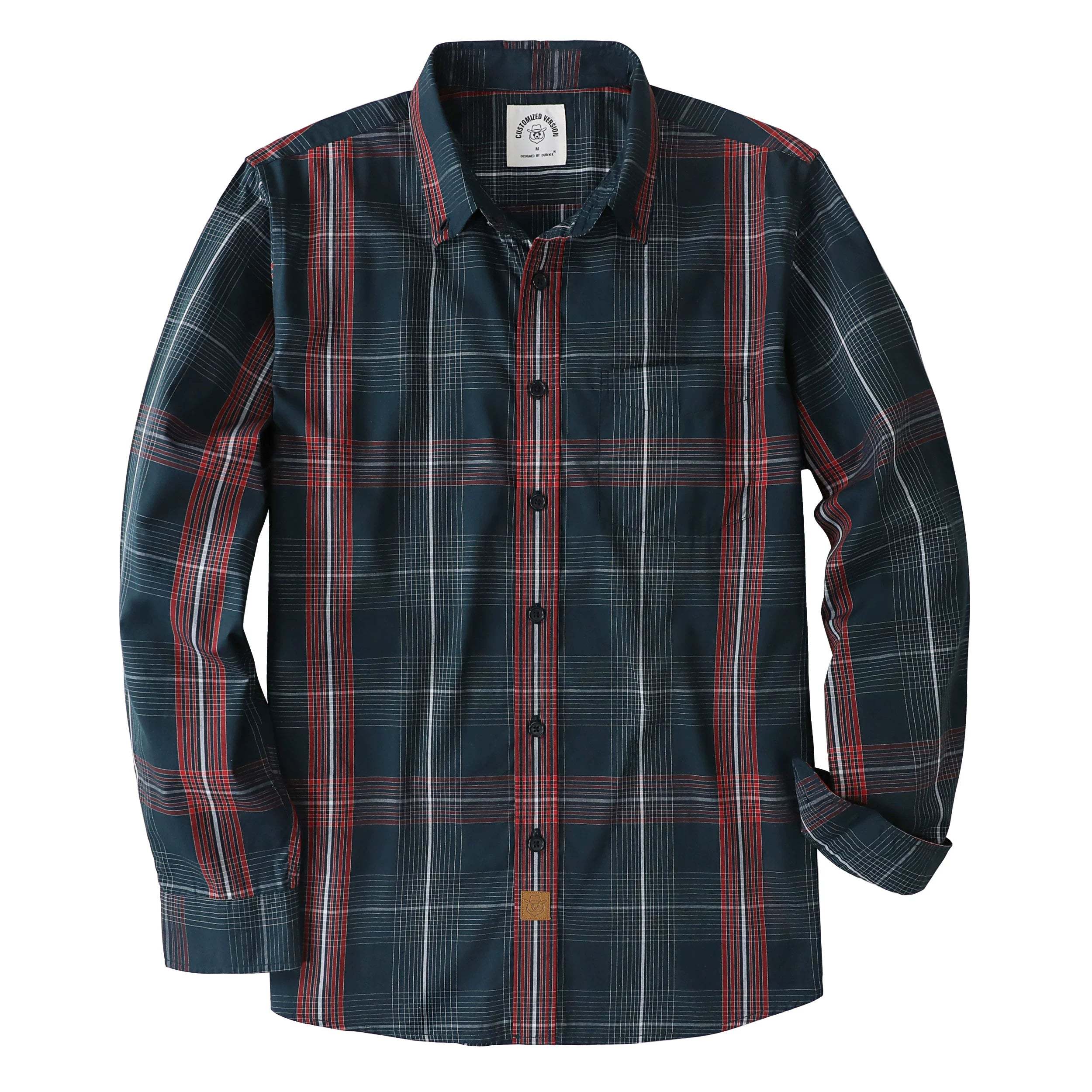 Dubinik? 3.2oz Mens Long Sleeve Casual Button Down Vintage Plaid Shirts#52030
