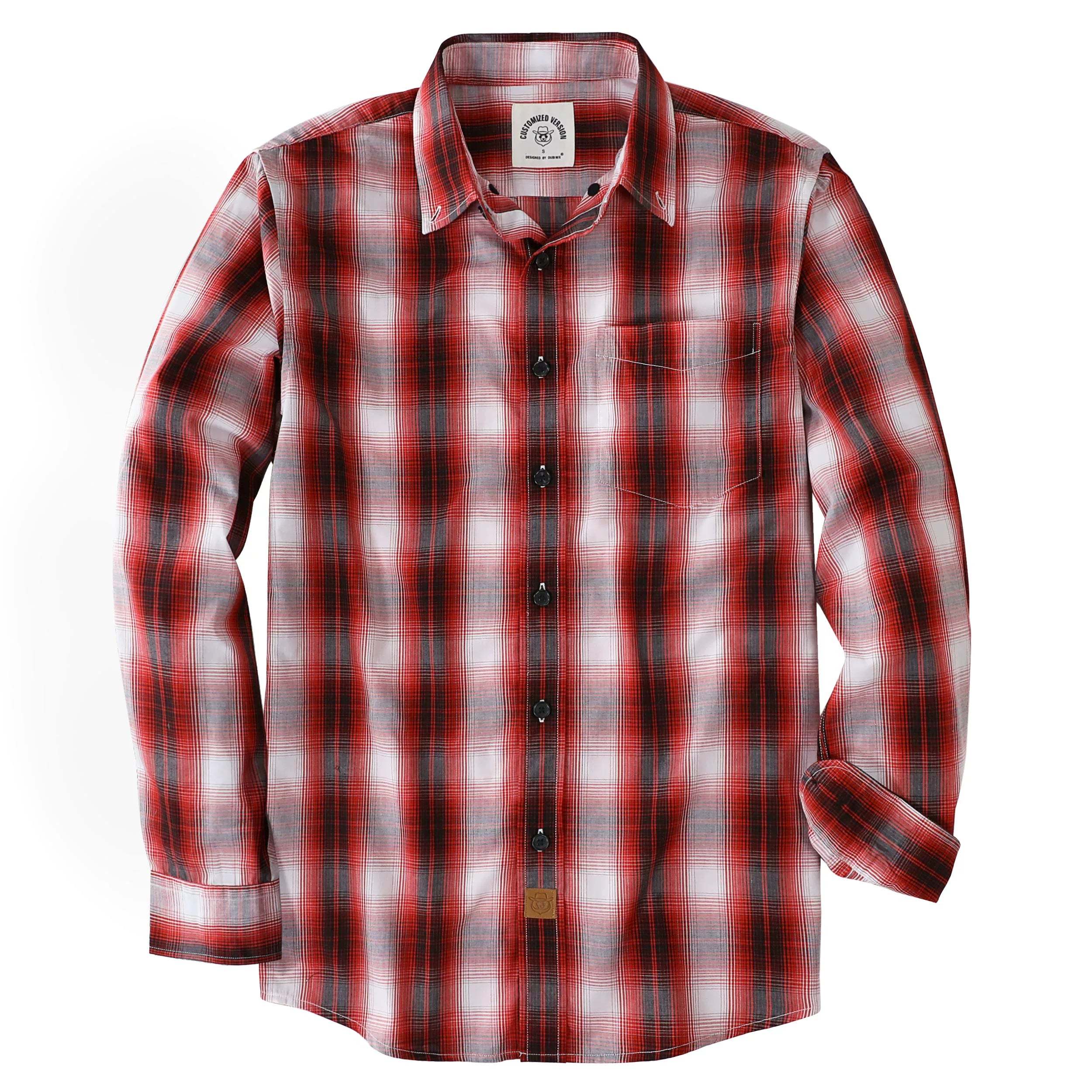 Dubinik? 3.2oz Mens Long Sleeve Casual Button Down Vintage Plaid Shirts#52028