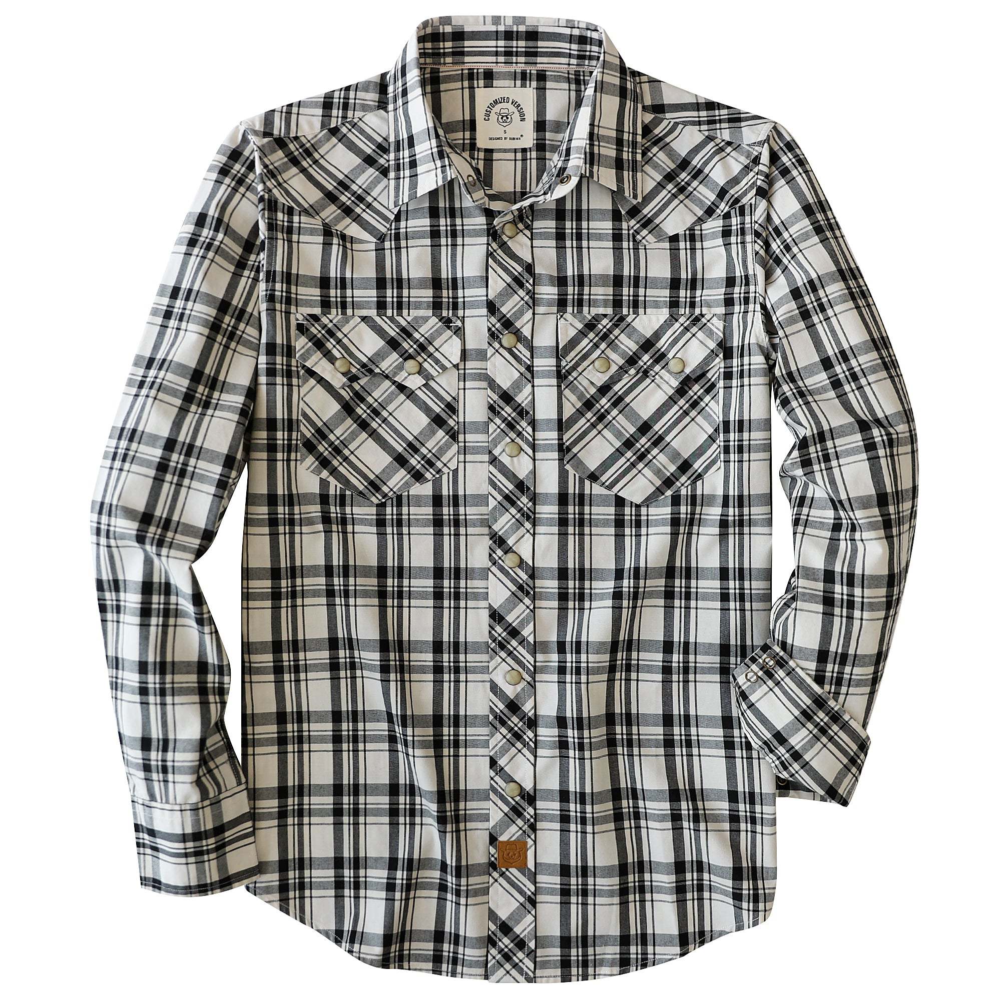 Dubinik? 4.1oz Pearl Snap Shirts For Men Long Sleeve Lightweight Casual Sawtooth Pocket Western Plaid Cowboy Cotton Vintage Work Shirt#48009