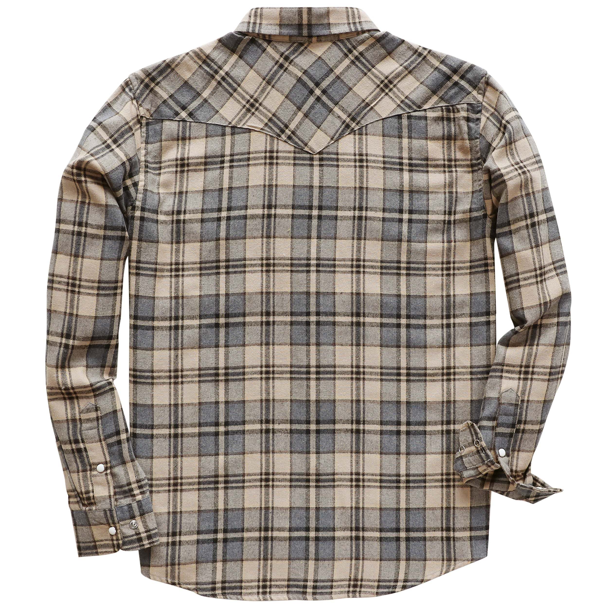 Dubinik? 6oz Flannel Shirt for Men Western Cowboy Pearl Snap Shirts for Men Long Sleeve Vintage Buttons Down Plaid Shirt #28901