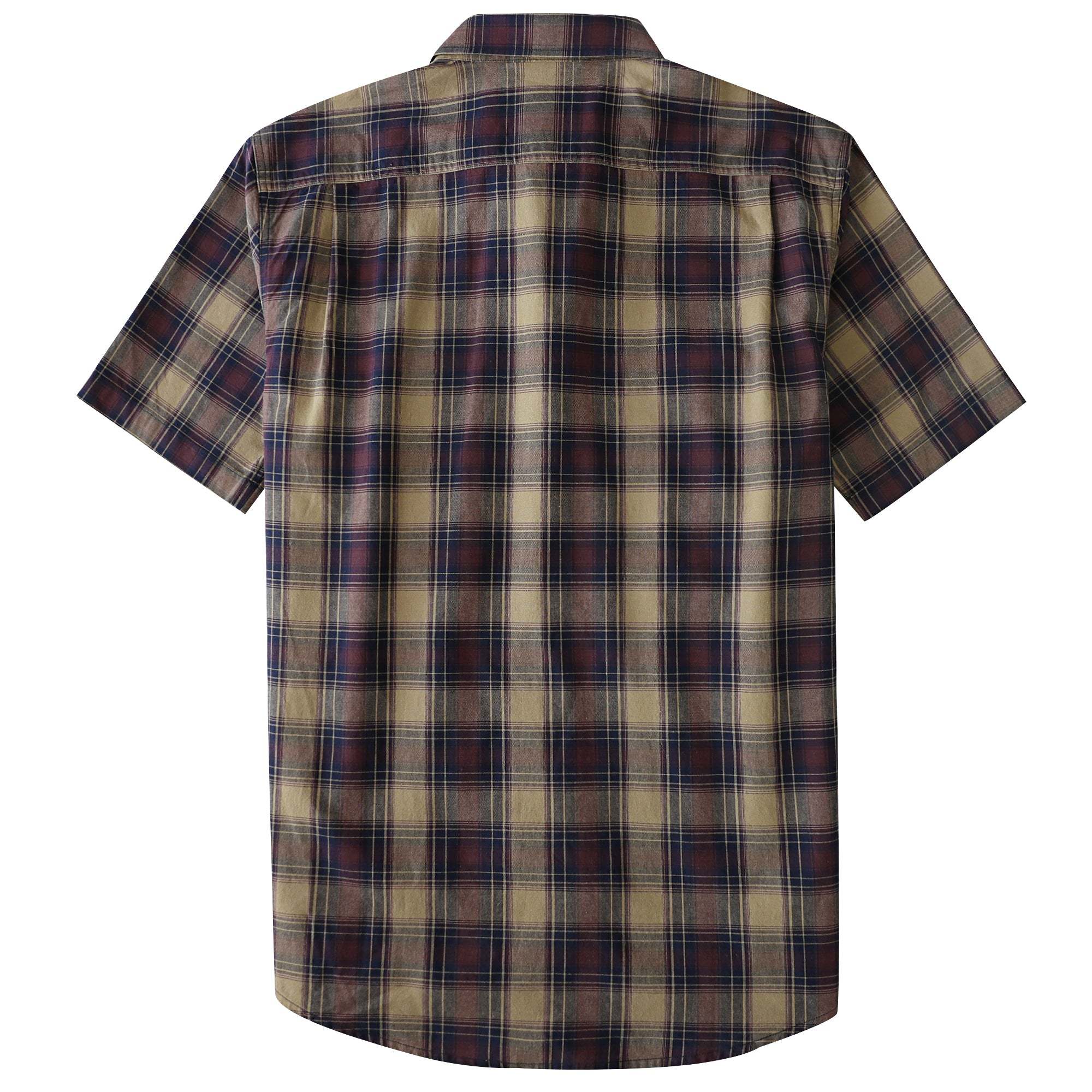 Dubinik? Men’s Short Sleeve Button-Down Shirt, Double Pockets, Casual Workwear Plaid#10178