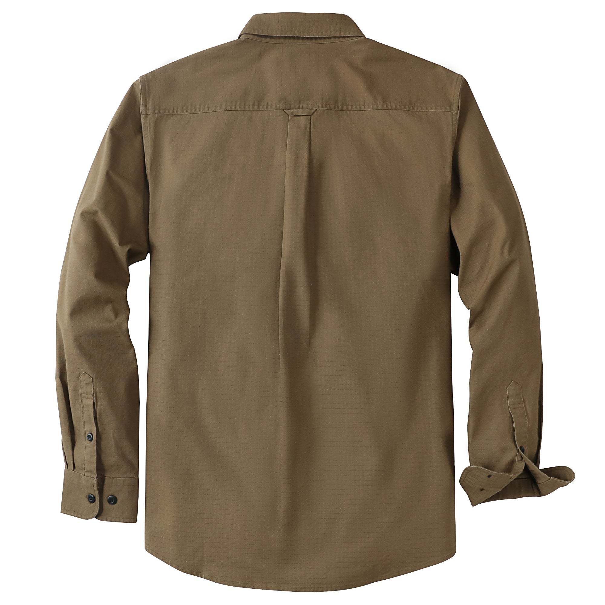 Dubinik? 6.5oz Mens Button Up Shirts Long Sleeve Casual Dark Khaki Solid Shirts for Men Two Pocket Regular Fit Comfortable with Stretch Shirt#0056007