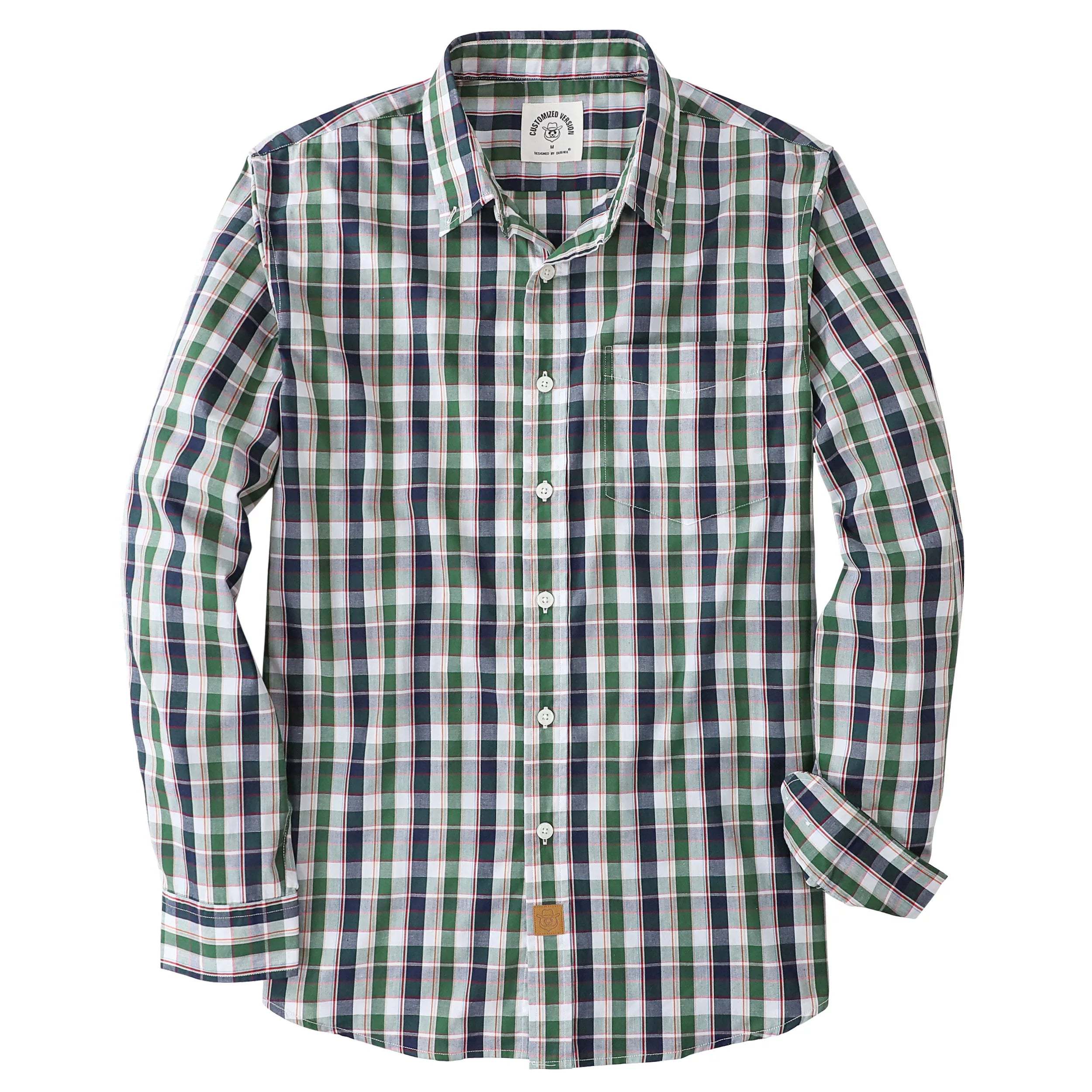 Dubinik? 3.2oz Mens Long Sleeve Casual Button Down Vintage Plaid Shirts#52002