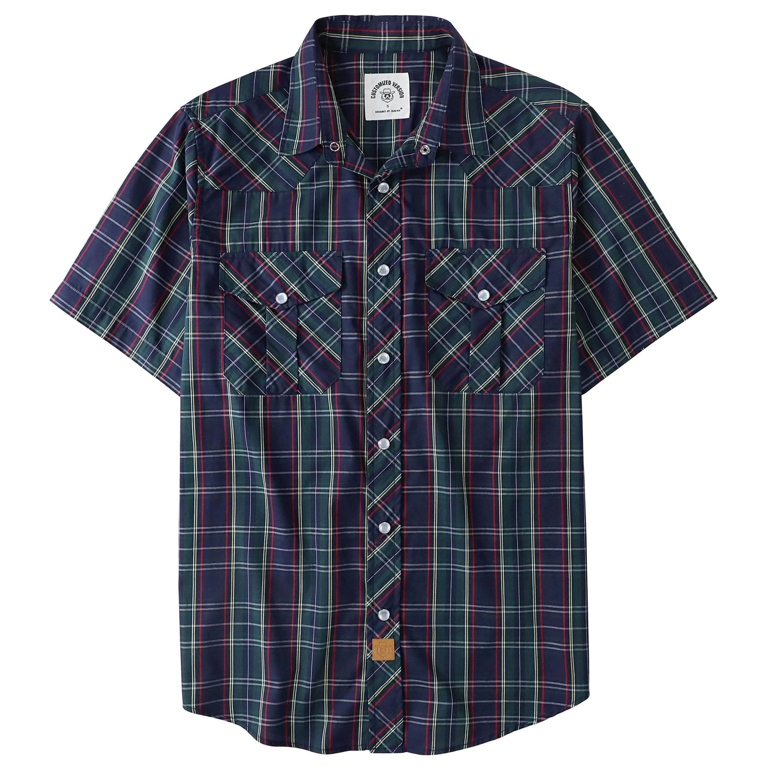 Dubinik? Western Shirts for Men Short Sleeve Plaid Pearl Snap Shirts for Men Button Up Shirt Cowboy Casual Work Shirt#41032