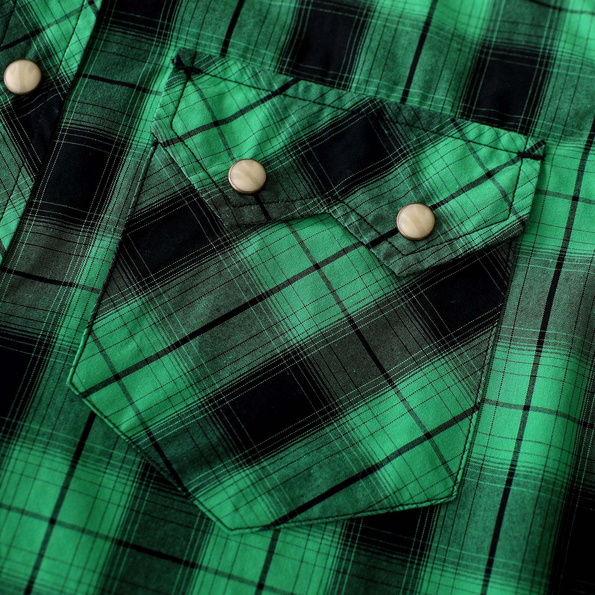 Dubinik? Men's Pearl Snap Sawtooth Pocket Western Plaid Shirt Short Sleeve#47001