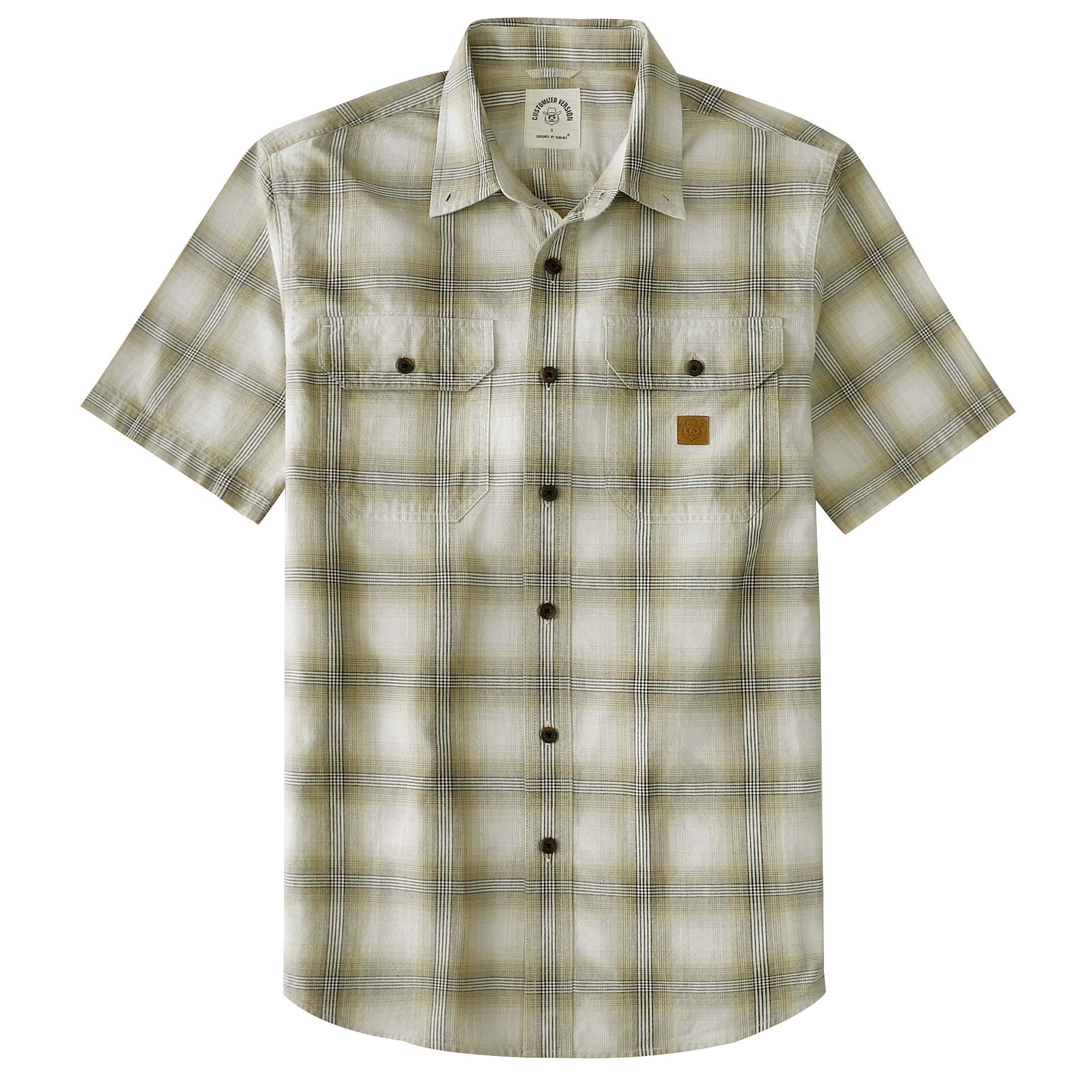 Dubinik? Men’s Short Sleeve Button-Down Shirt, Double Pockets, Casual Workwear Plaid#10175