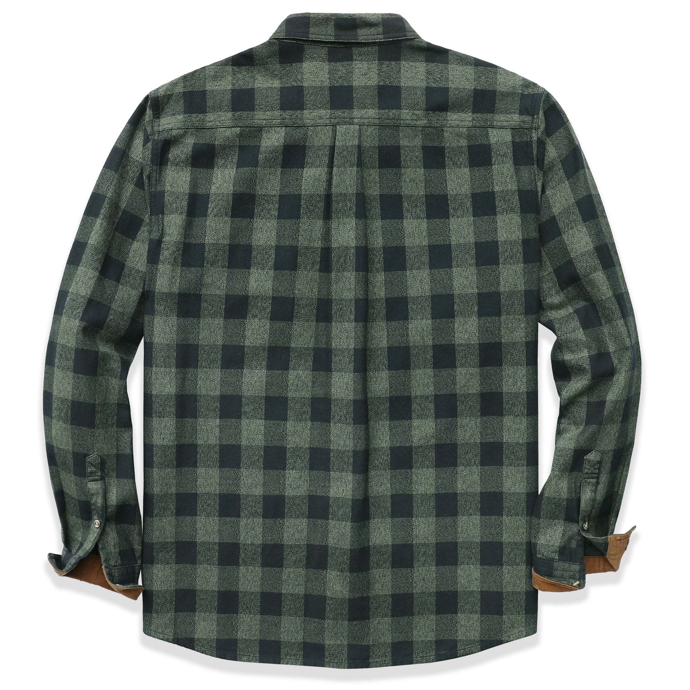 6oz Mens Midweight Green Flannel Shirts Long Sleeve Casual Button Down Brushed 100% Cotton Shirt#10108 Tall size in stock now!