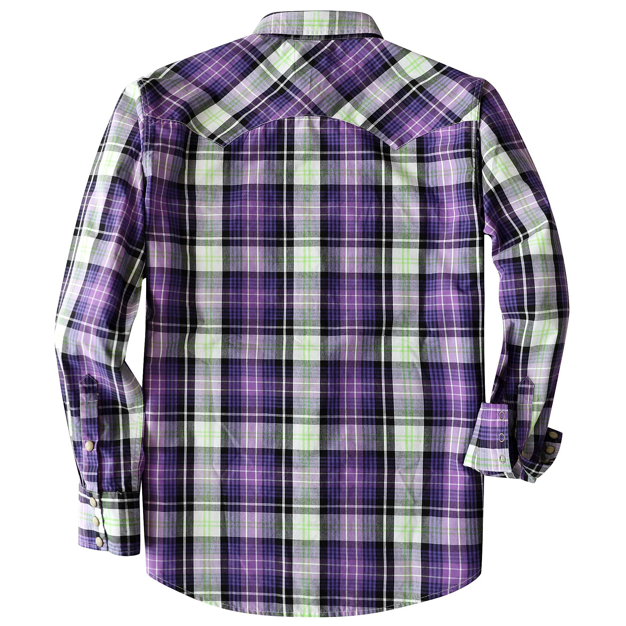 Dubinik? 4.1oz Pearl Snap Shirts For Men Long Sleeve Lightweight Casual Sawtooth Pocket Western Plaid Cowboy Cotton Vintage Work Shirt#48002