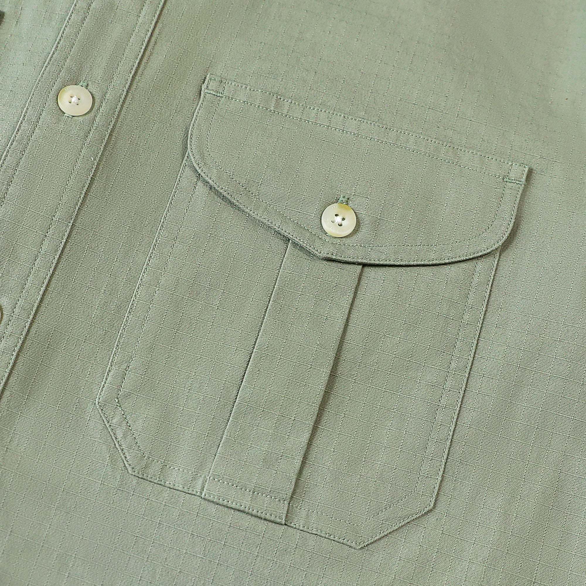 Dubinik? 6.5oz Mens Button Up Shirts Long Sleeve Casual Light Green Solid Shirts for Men Two Pocket Regular Fit Comfortable with Stretch Shirt#0056001