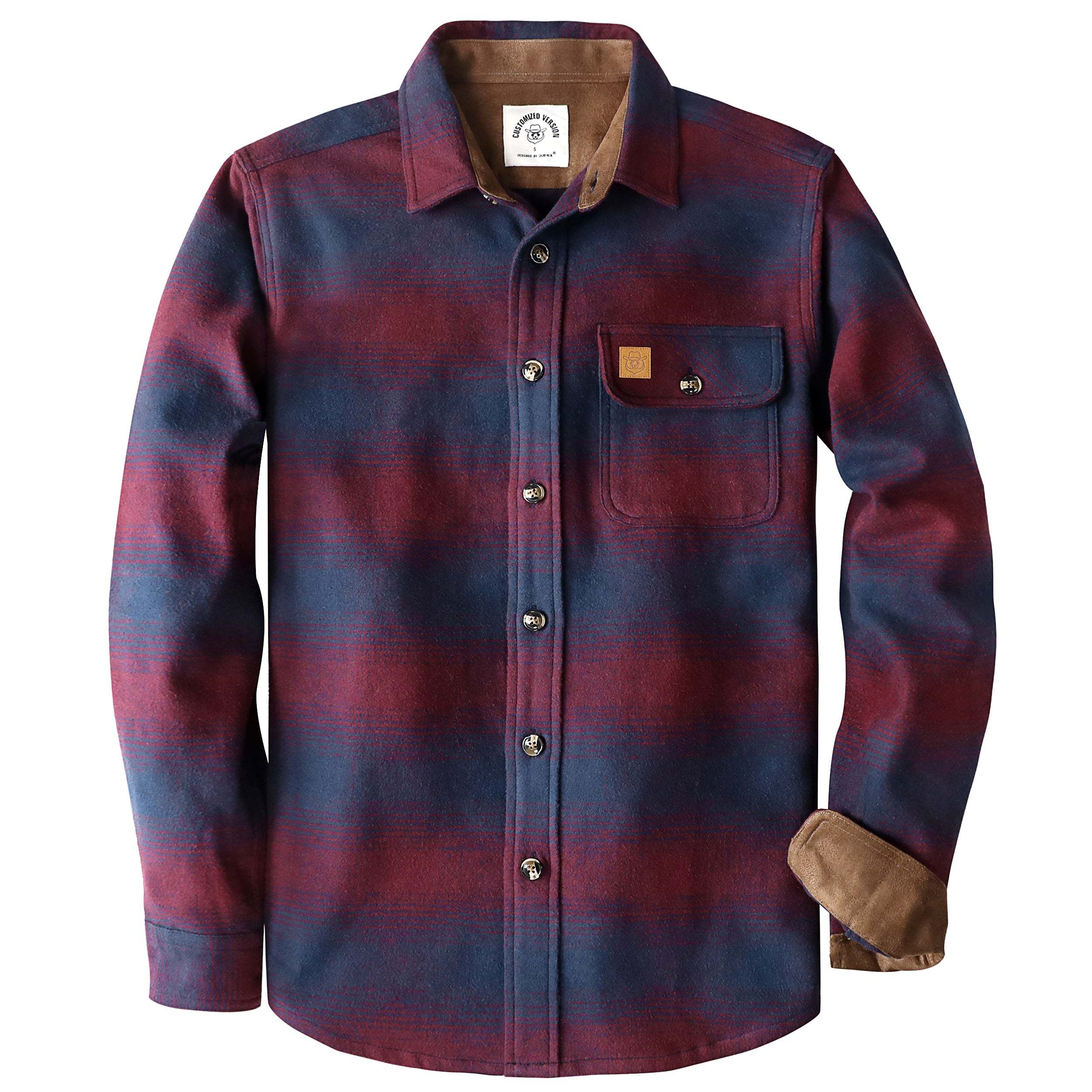 Dubinik? 10.8oz Ultra Heavyweight Flannel Shirt for Men Long Sleeve Casual Button Down Soft Pure Cotton Plaid Warm Suede Cuffs#0082005