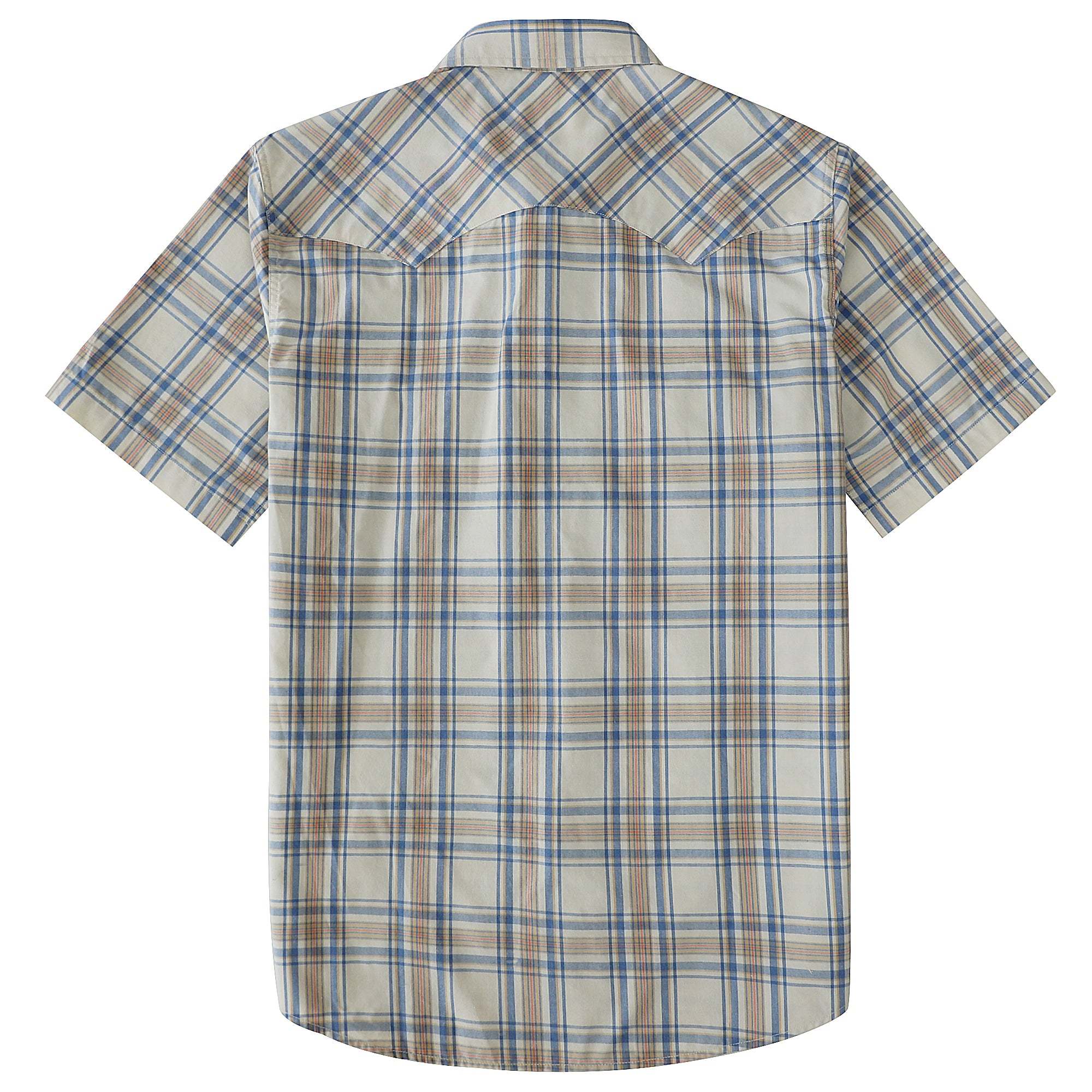 Dubinik? Men's Pearl Snap Sawtooth Pocket Western Plaid Shirt Short Sleeve#47023