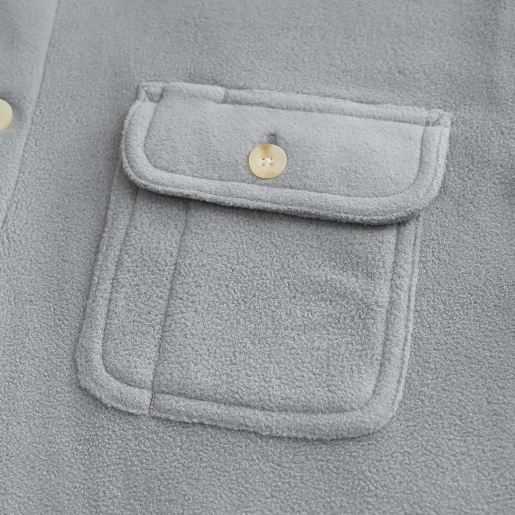 Mens Long Sleeve Light Grey Solid Fleece Shirt Casual Button Down Light-in-weight Shirt #1805