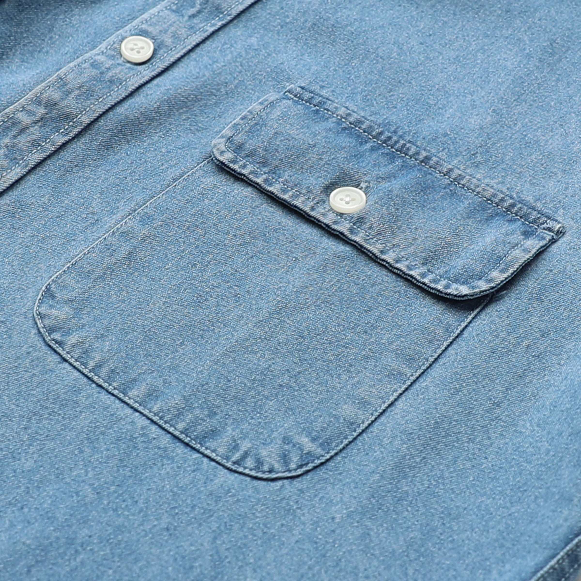 8.8oz Men's cotton long sleeve denim shirt #4501
