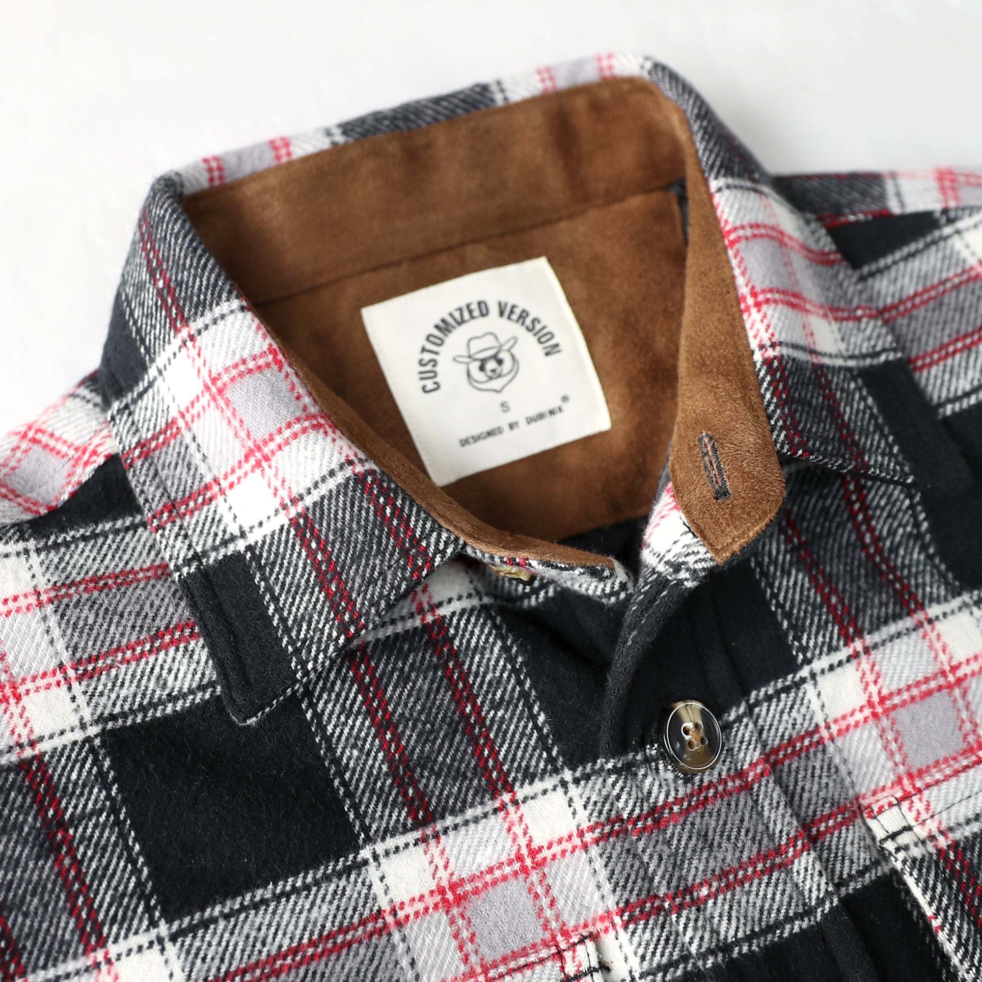 Dubinik? 10.8oz Men's Flannel Shacket Plaid Jacket with Warm Lining Button Up#38404