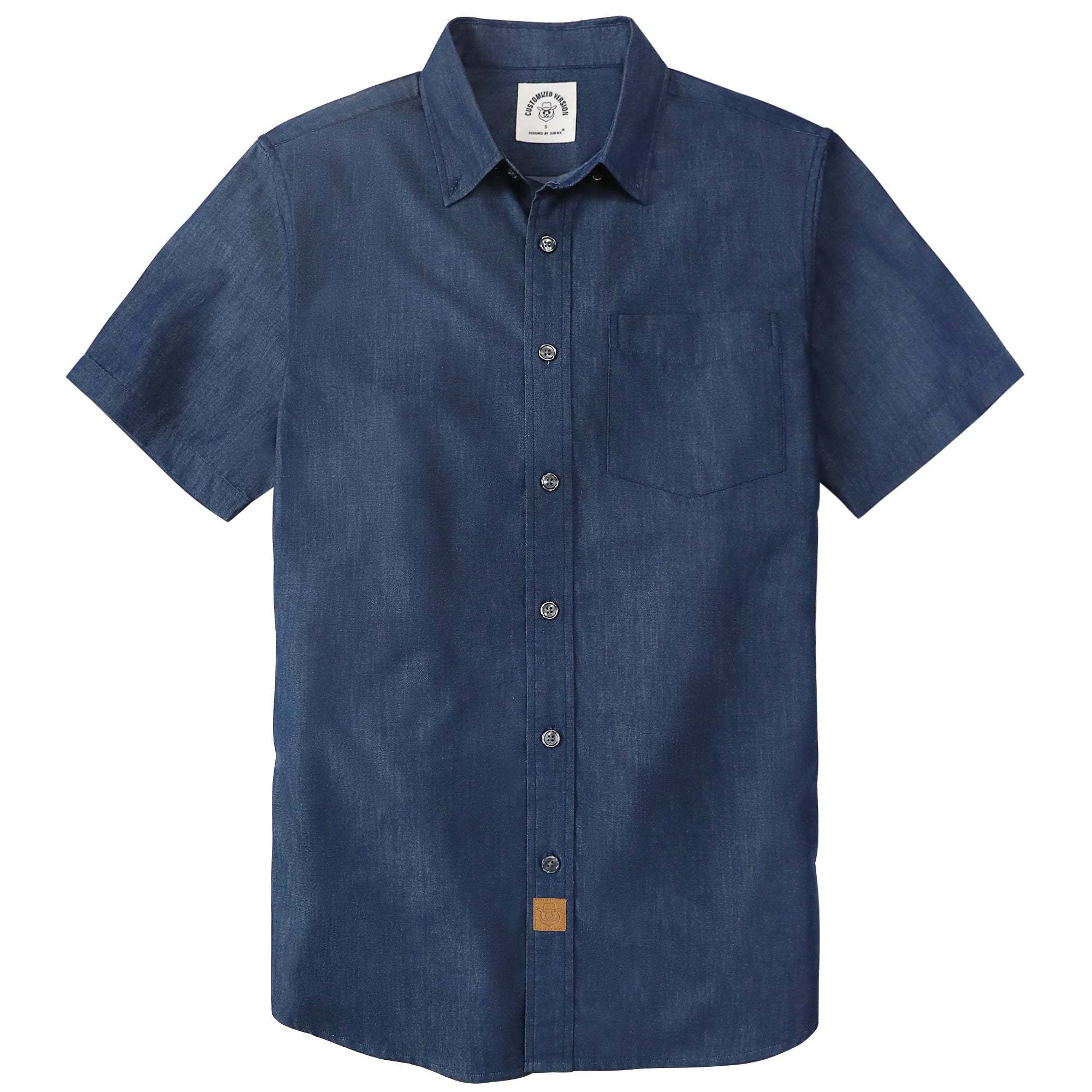 Dubinik? Navy Solid Mens Short Sleeve Button Down Shirts Summer Vintage Short Sleeve Button Down Men Lightweight Men's Casual Shirts#51036