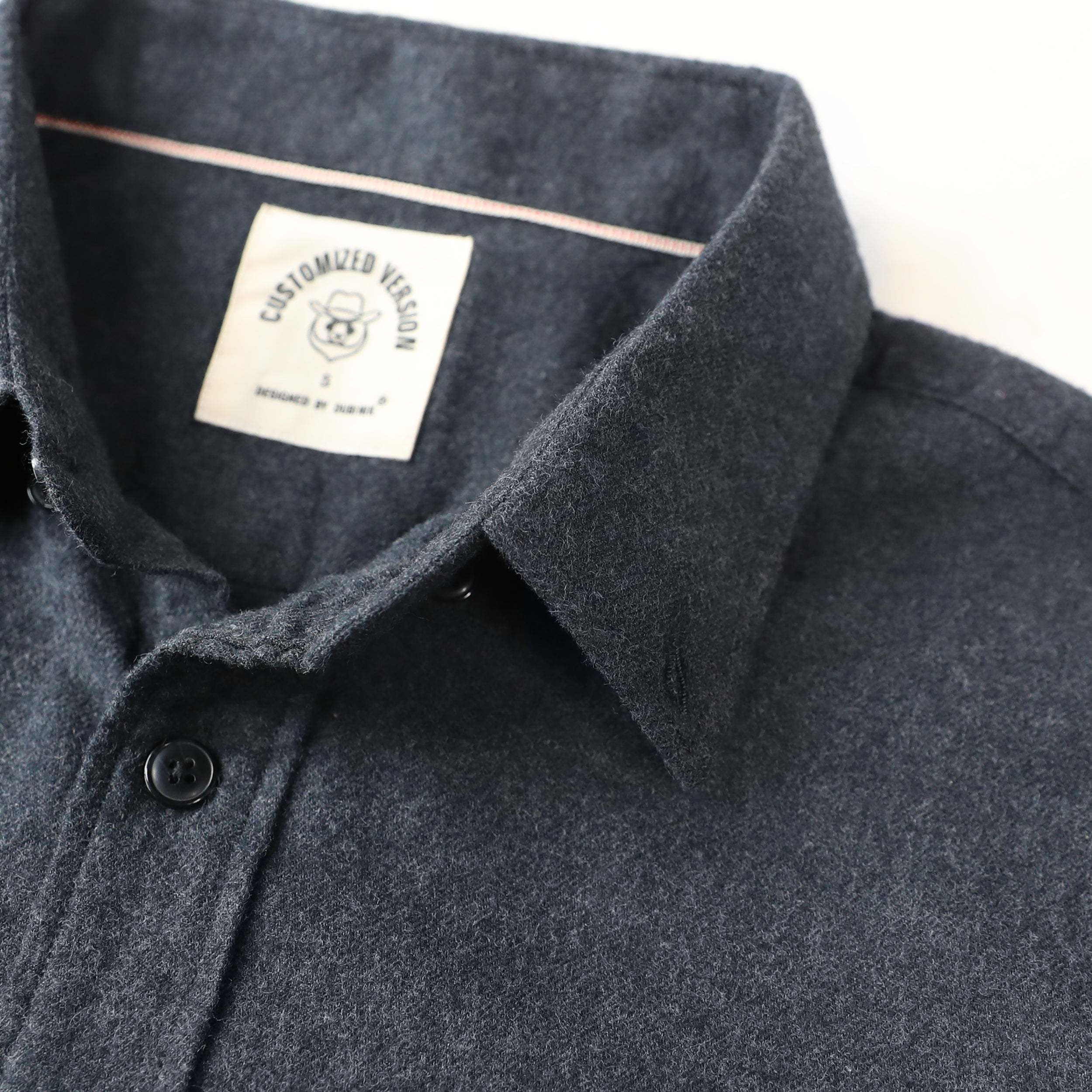 6oz Men's Grey Solid Plaid Flannel Long Sleeve Shirts #0301