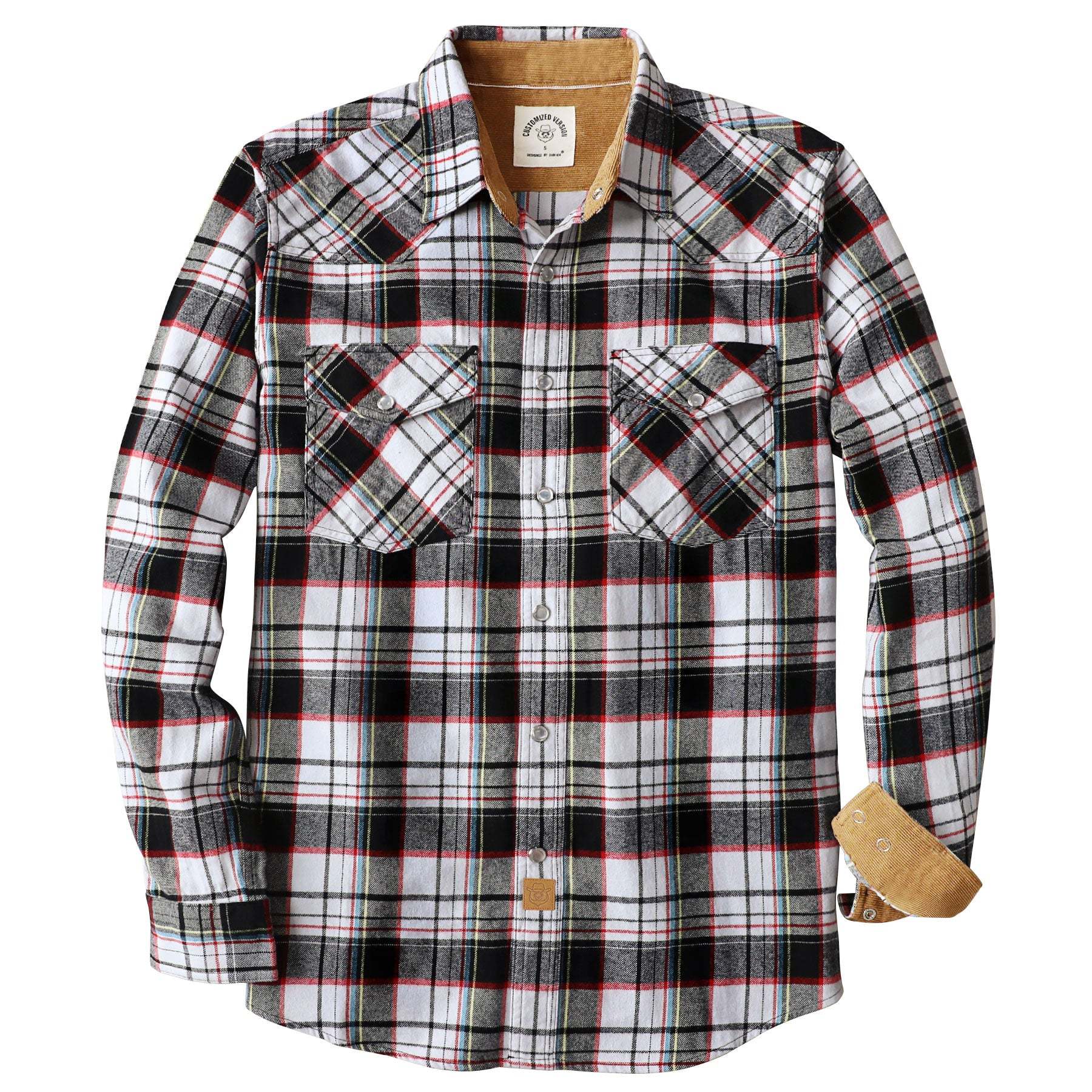 Dubinik? 6oz Men's Long Sleeve Pearl Snap Midweight Flannel Casual Western Cowboy Plaid Shirts 100% Cotton#36007