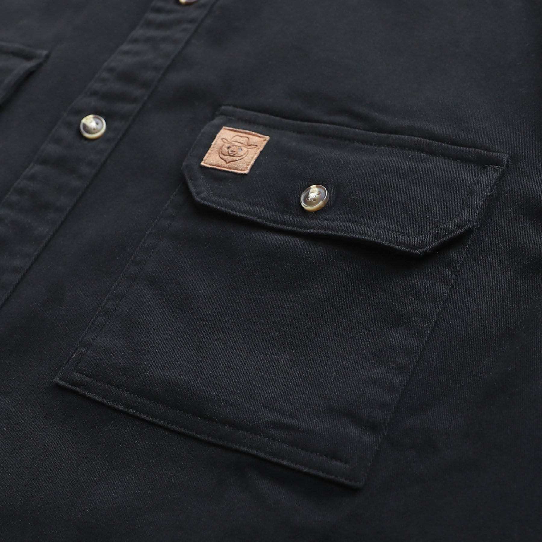 8oz Men's Black Solid 100% cotton outdoor casual workwear pocket vintage shirt #1500
