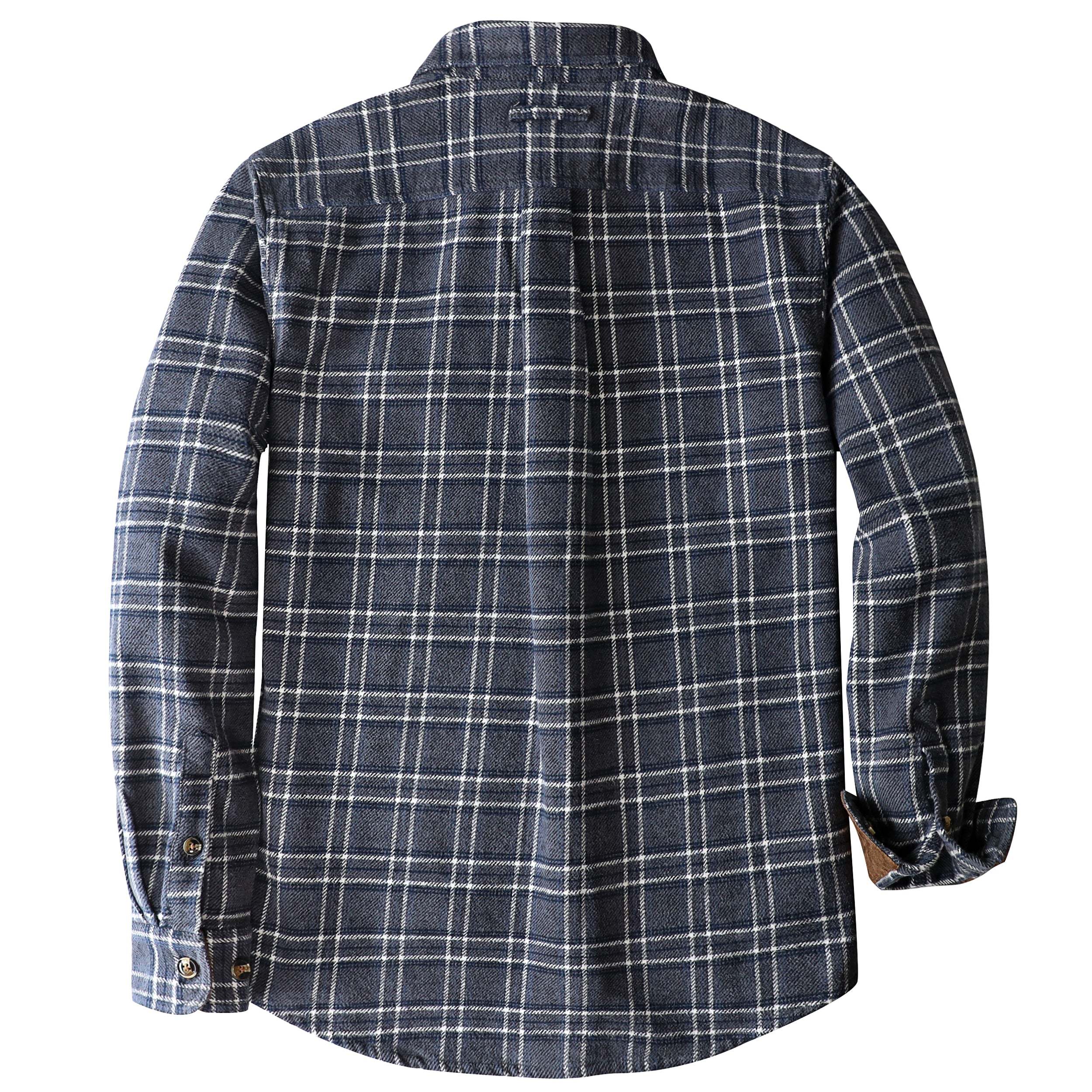 Dubinik? 10.8oz Ultra Heavyweight Flannel Shirt for Men Long Sleeve Casual Button Down Soft Pure Cotton Plaid Warm Suede Cuffs#0082013